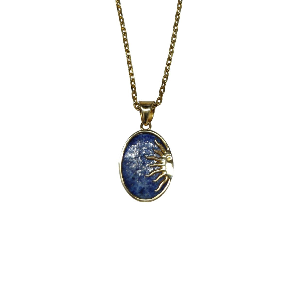 Solar Lapis Reversible Necklace – 18k Gold Plated