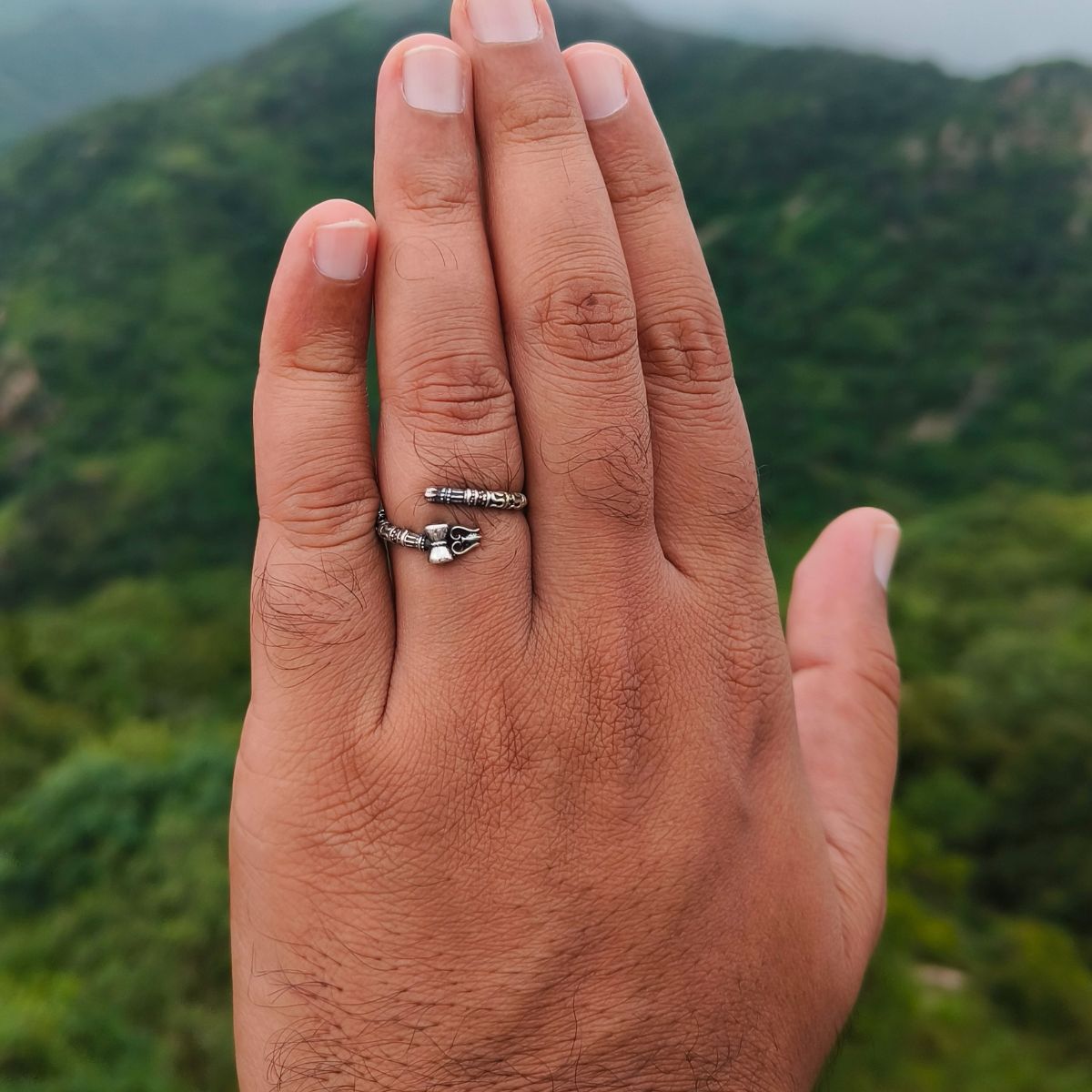 Unisex Trishul Ring in 999 Pure Silver Plating