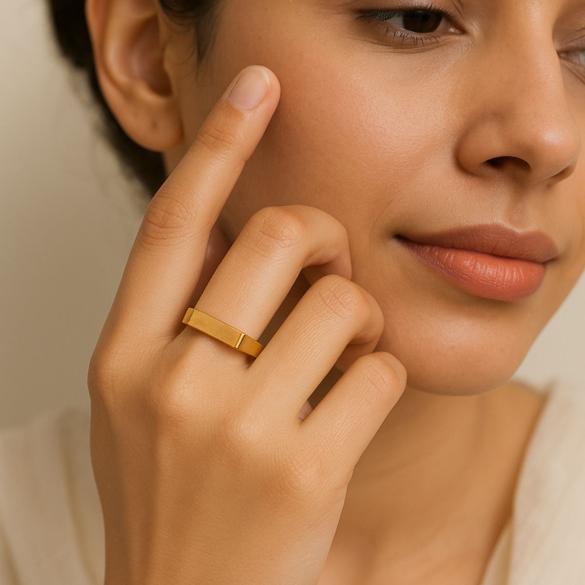 Recta Gold Ring in 18K Gold Plating