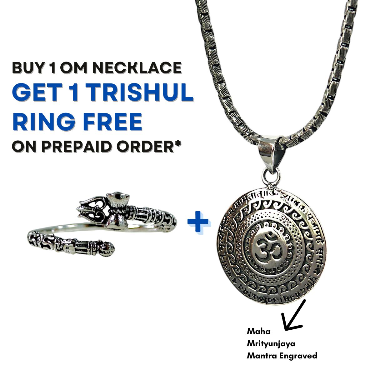 999 Pure Silver Plated Maha Mrityunjaya Mantra Necklace