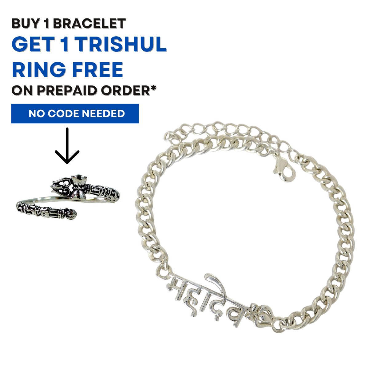 Mahadev Mens Link Bracelet in 999 Pure Silver Plating