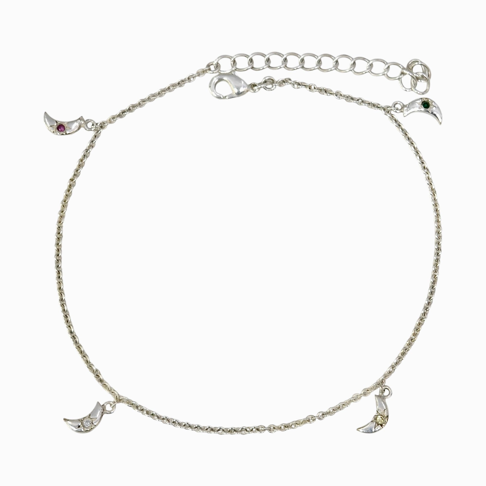 Moon Charm Anklet with 999 PurE Silver Plating