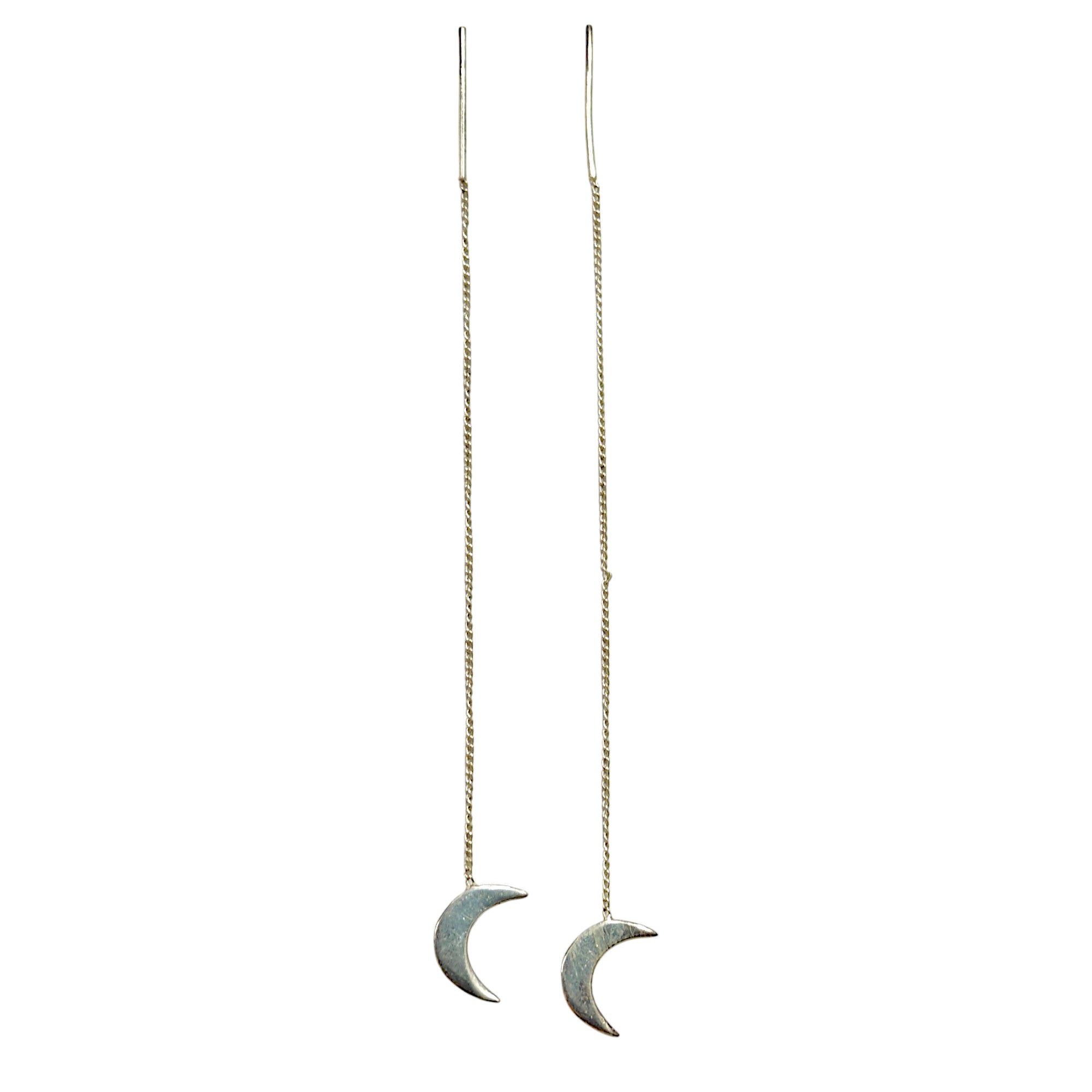 Crescent Moon Thread Earring in 92.5 Silver