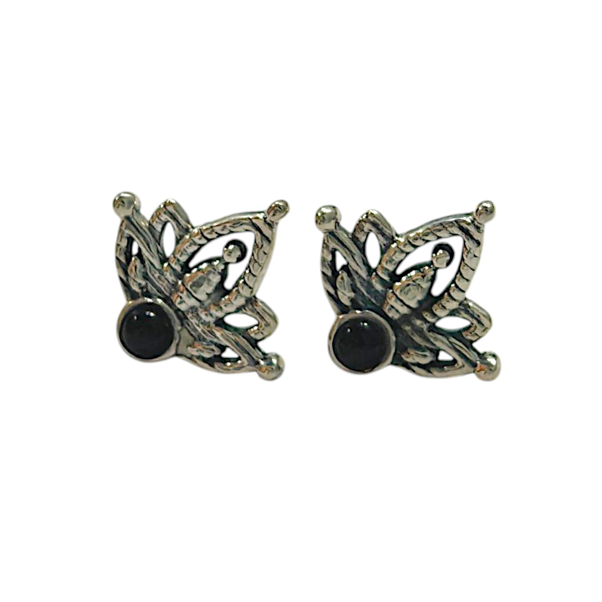 Black Onyx Vintage Ear Stud in 92.5 Silver