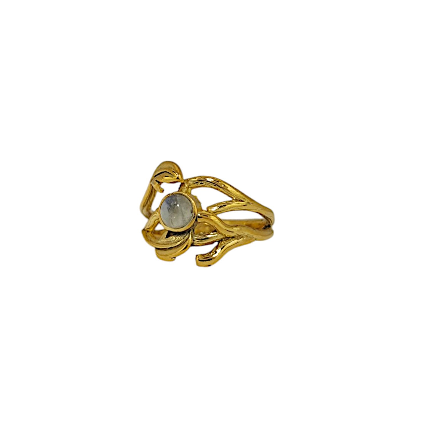 Root Moonstone Ring with 18k Gold Plating
