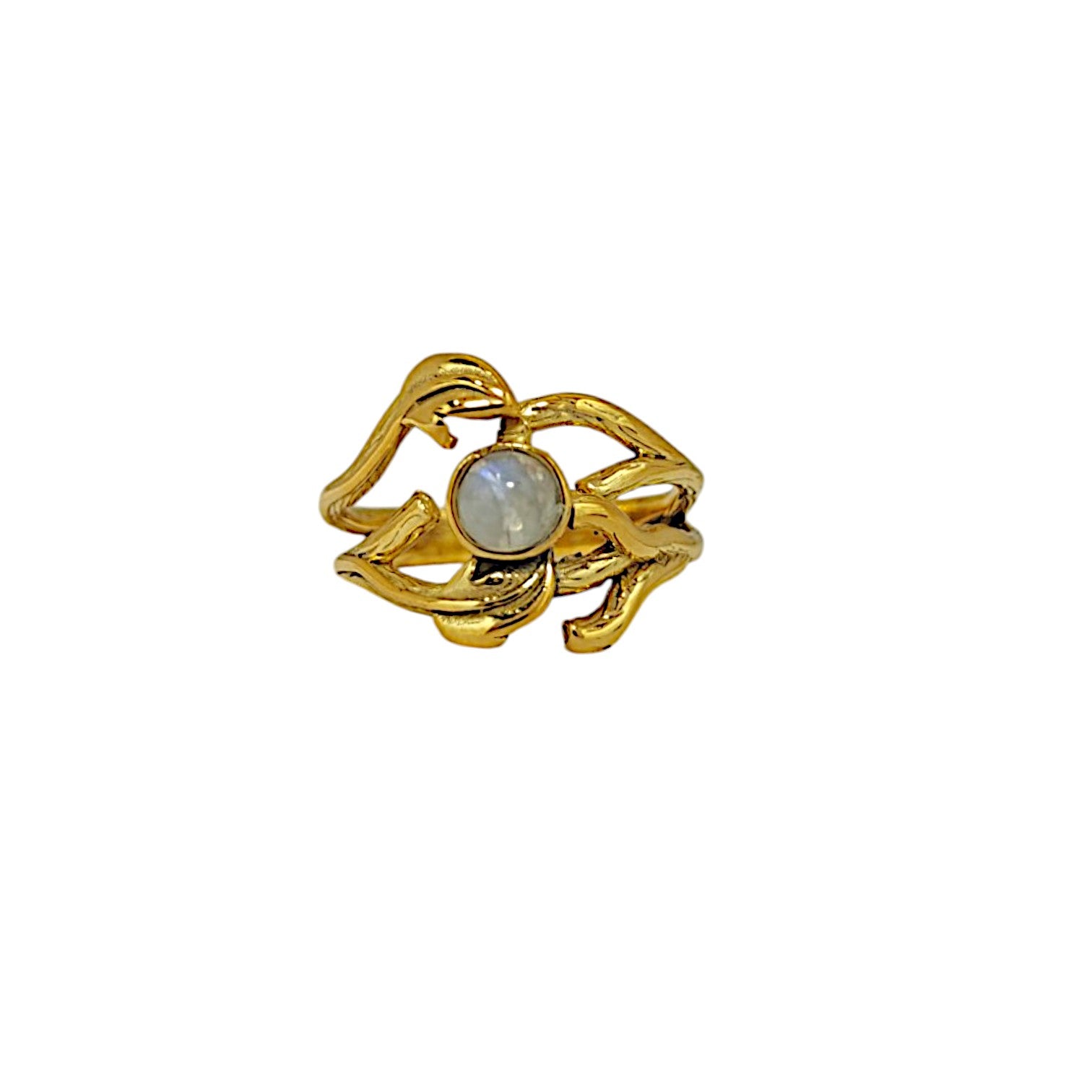 Root Moonstone Ring with 18k Gold Plating