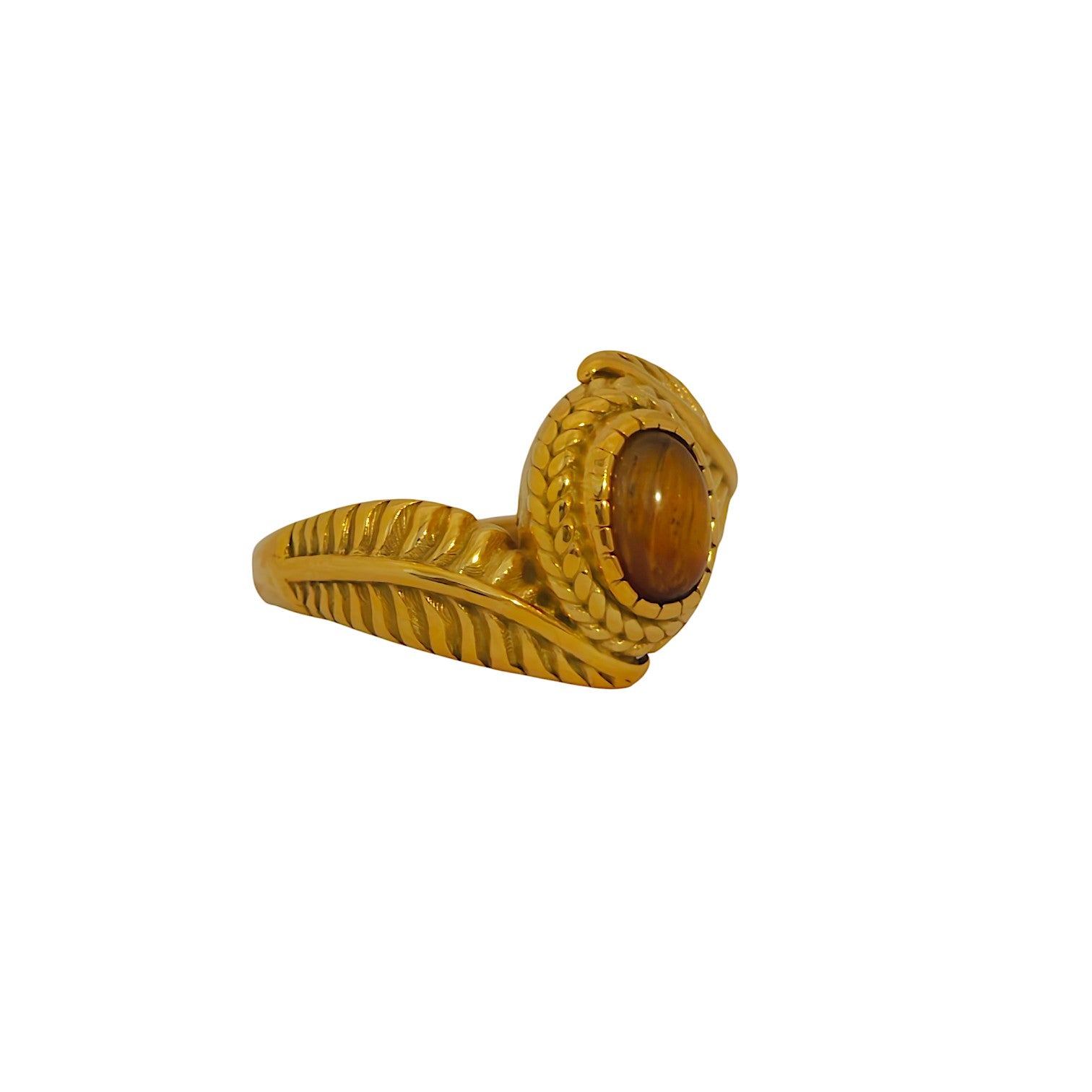Tiger Leaf Ring in 18k Gold Plating