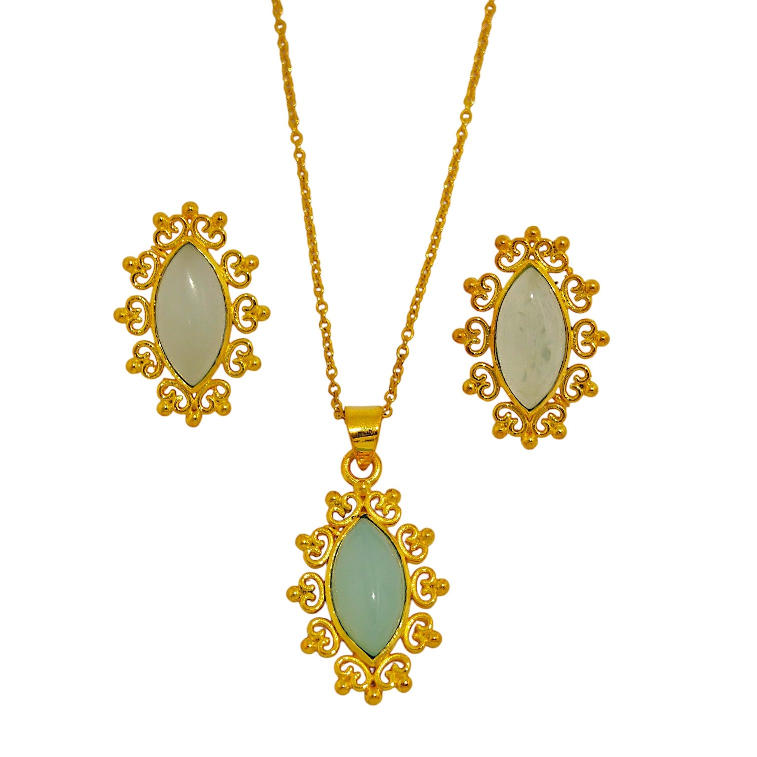 Aqua Marquise Set in 18k Gold Plating