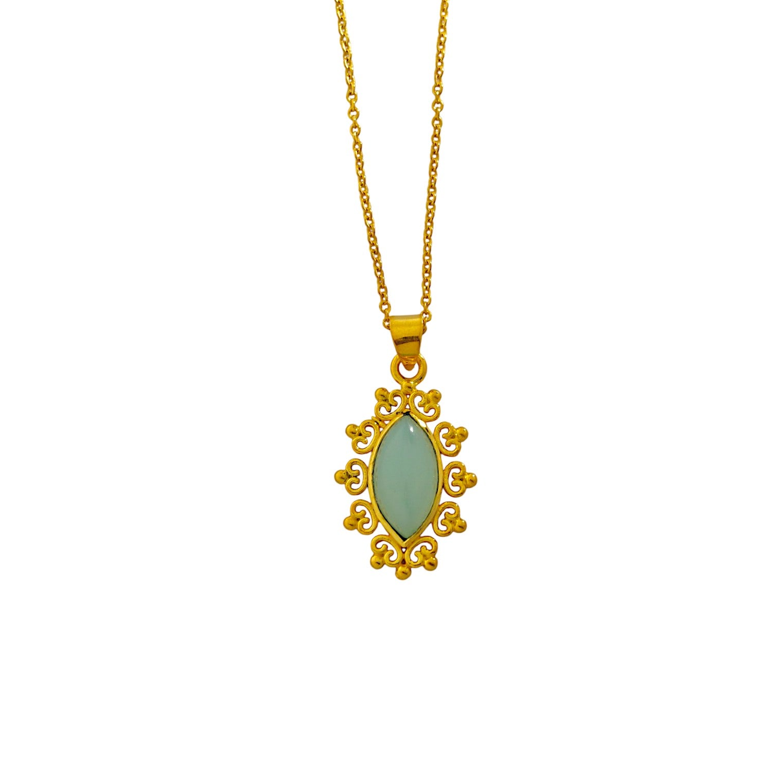 Aqua Marquise Necklace in 18K Gold Plating
