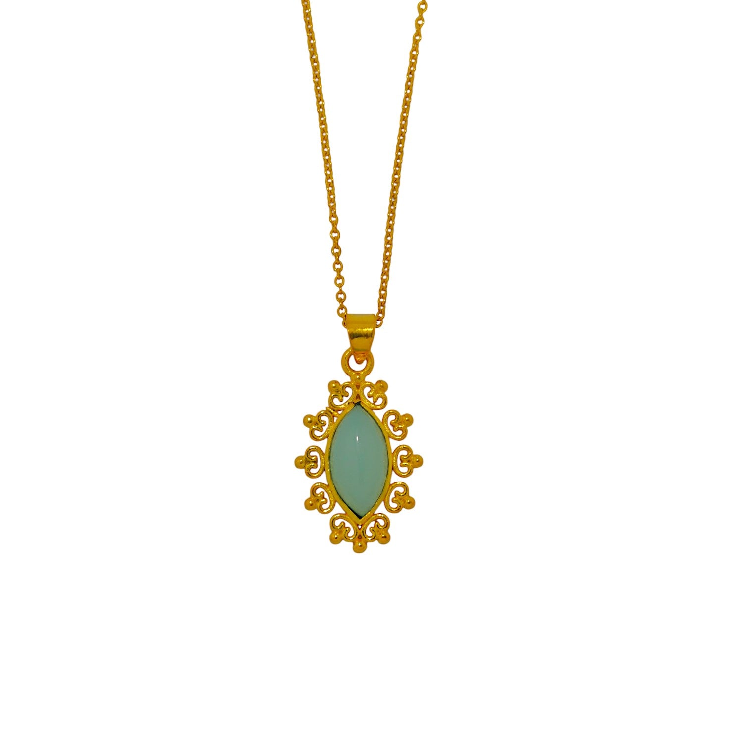 Aqua Marquise Necklace in 18K Gold Plating