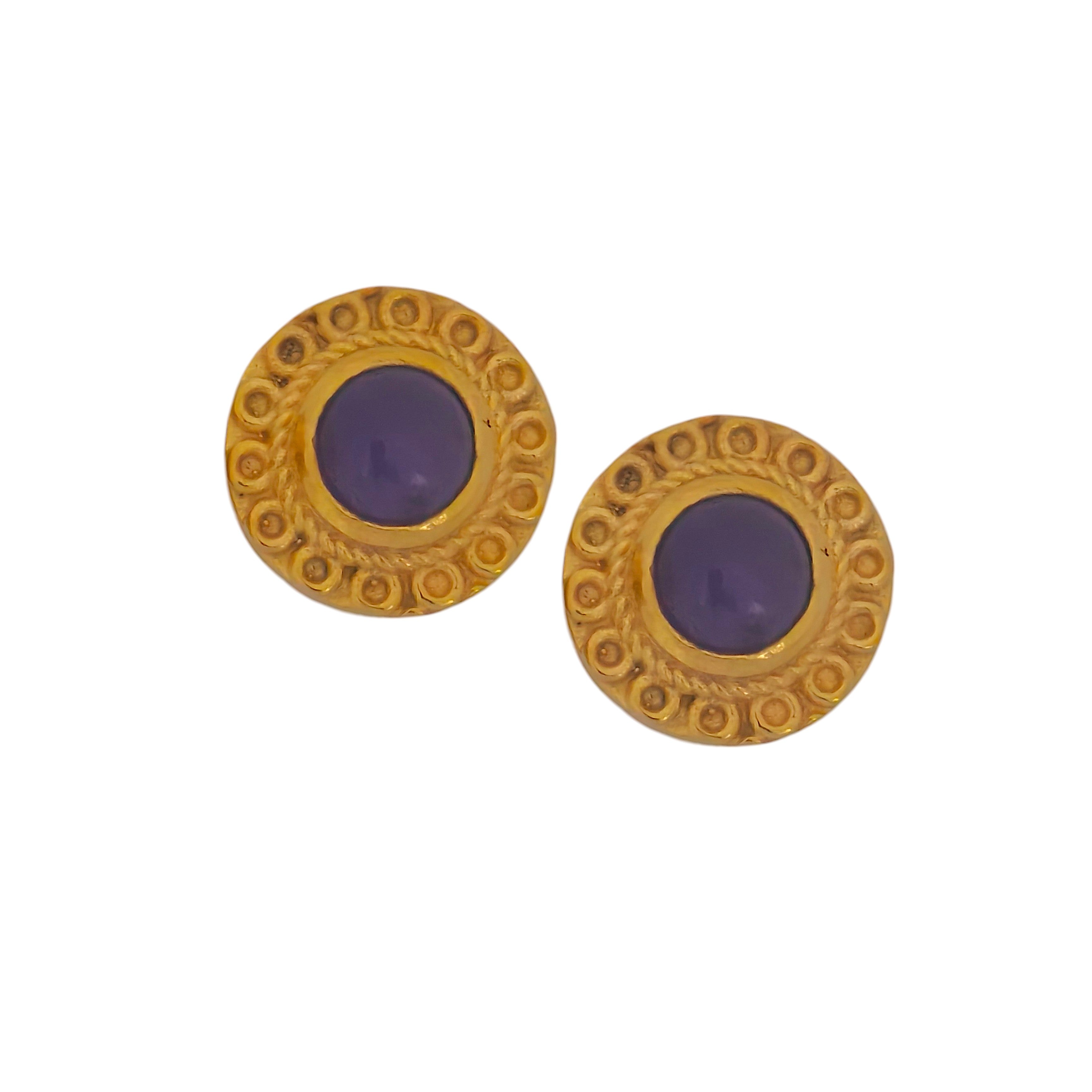 Royal Amethyst Studs in 18k Gold Plating