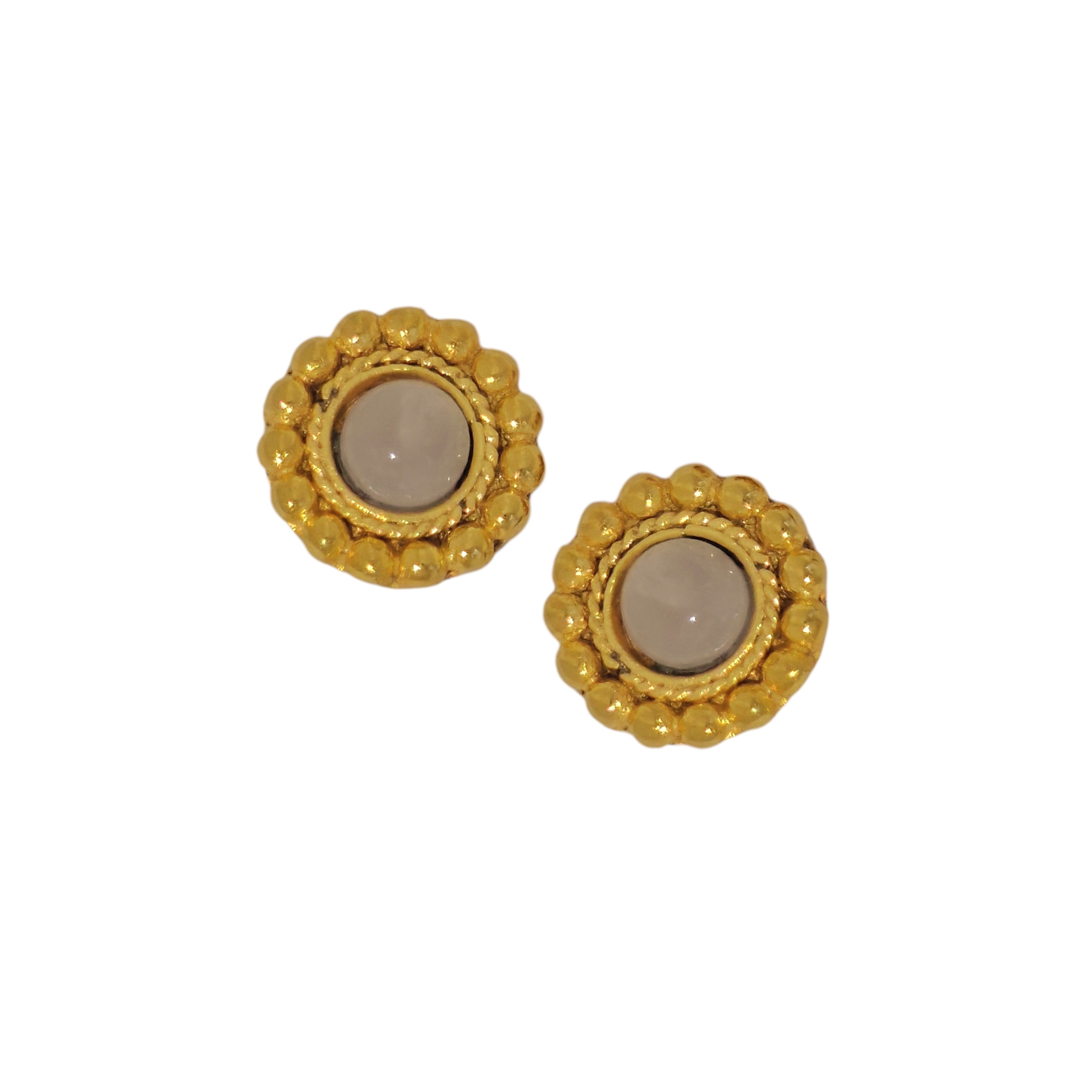 Moonstone Studs with 18k Gold Plating