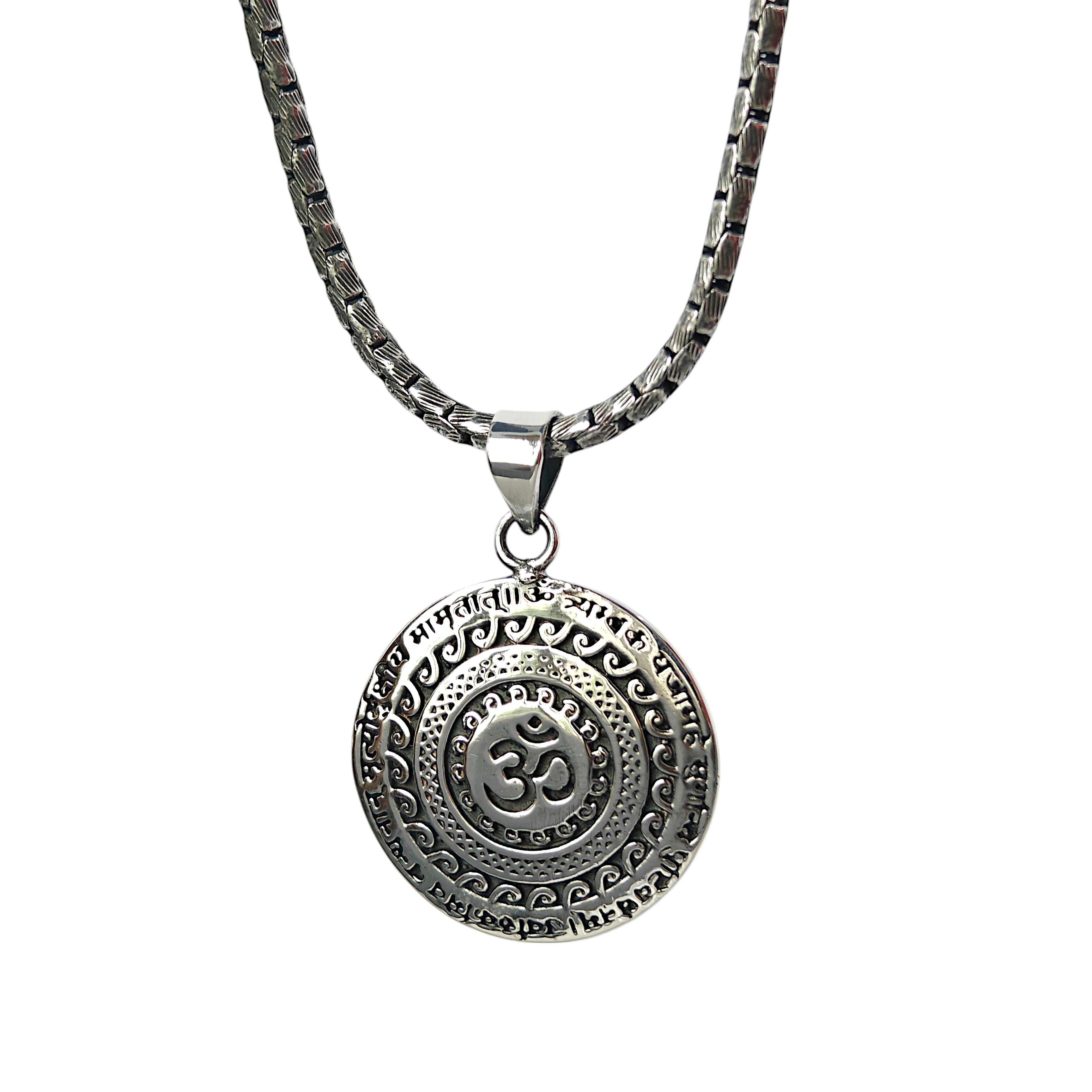 999 Pure Silver Plated Maha Mrityunjaya Mantra Necklace