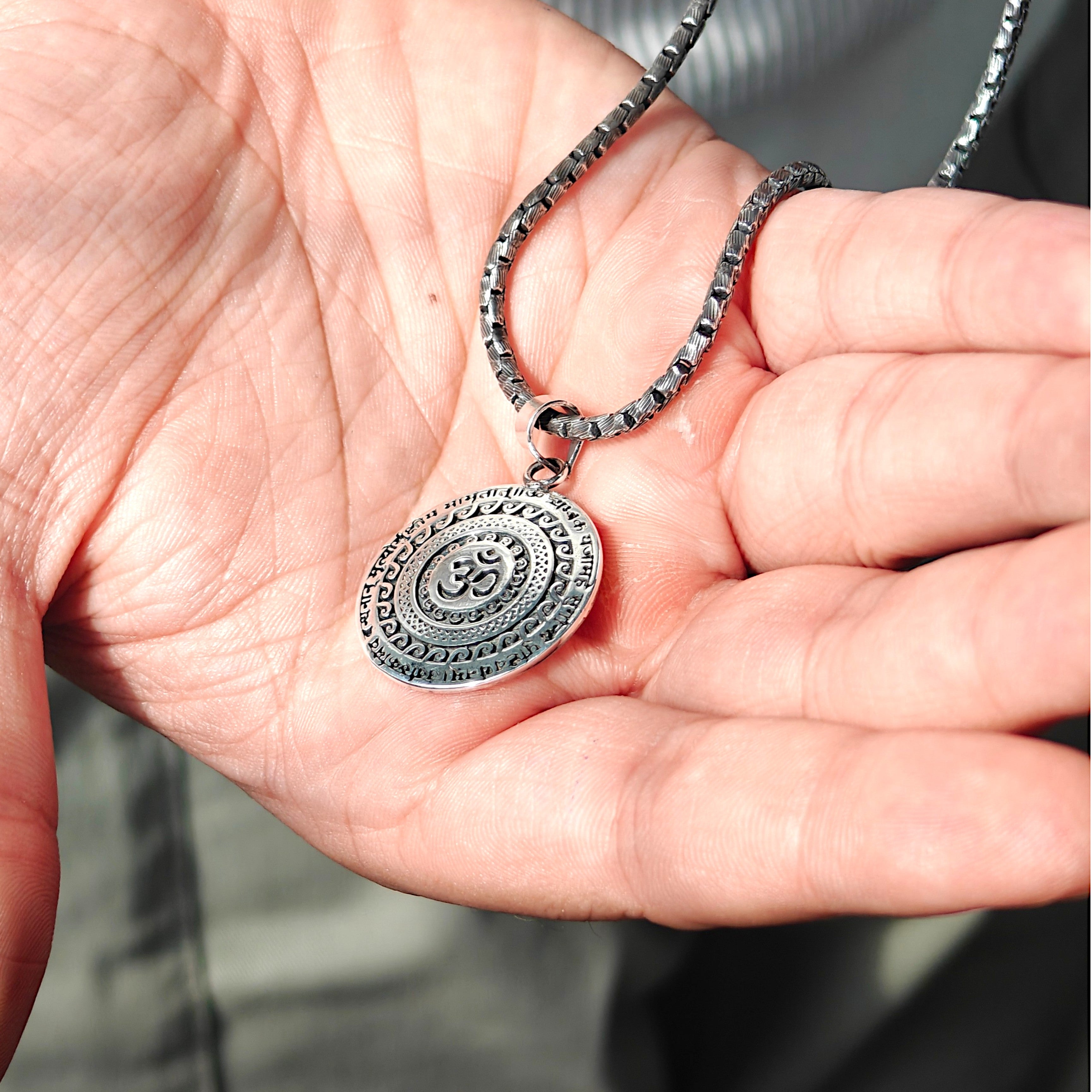 999 Pure Silver Plated Maha Mrityunjaya Mantra Necklace