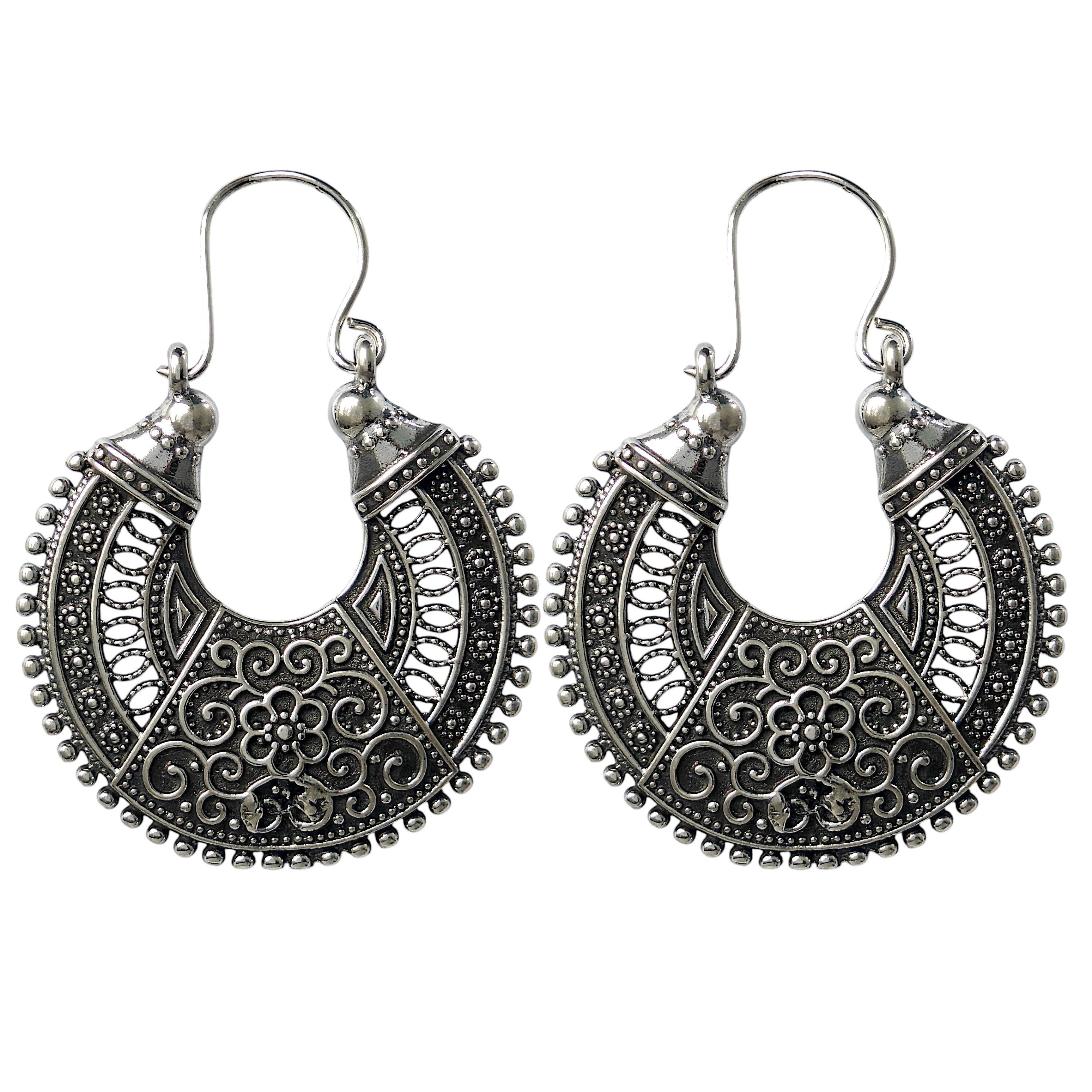 Oxidised Afghani Tribal Hoop Earrings