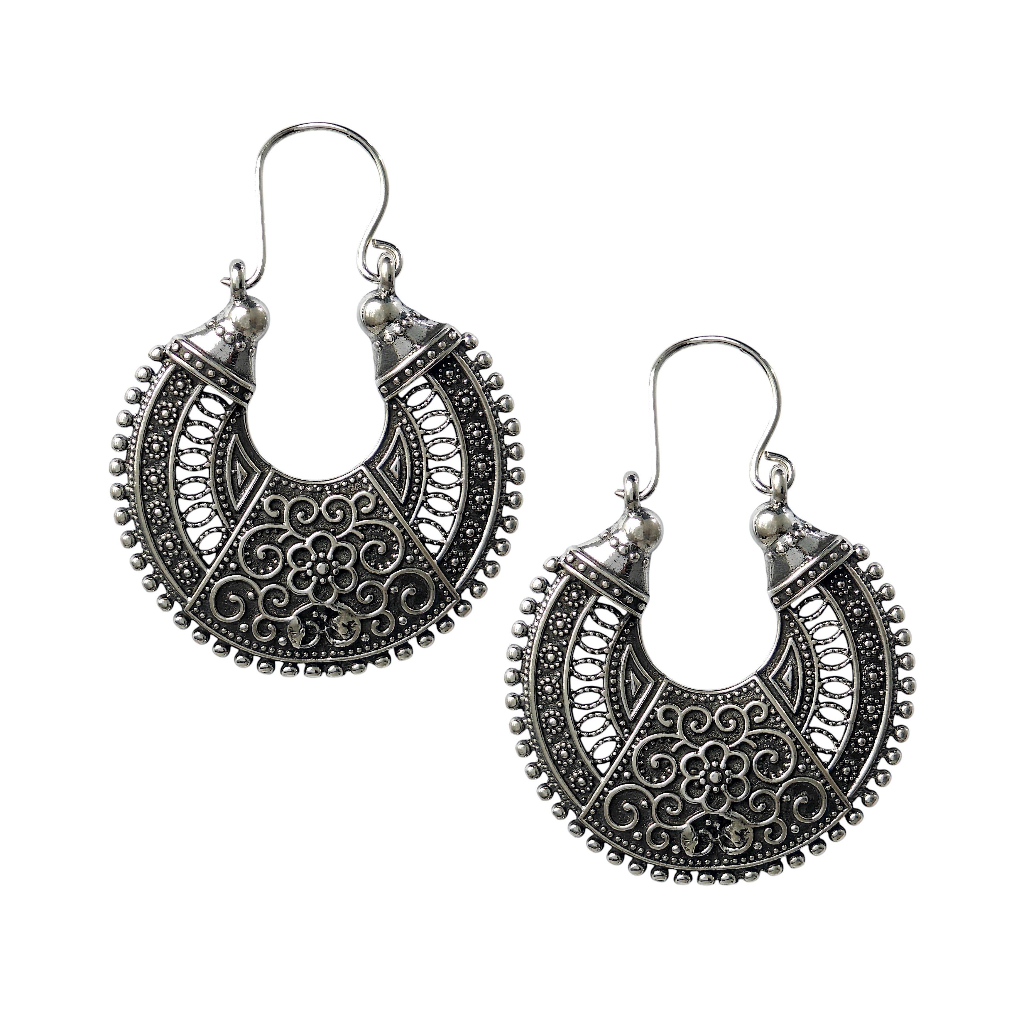 Oxidised Afghani Tribal Hoop Earrings