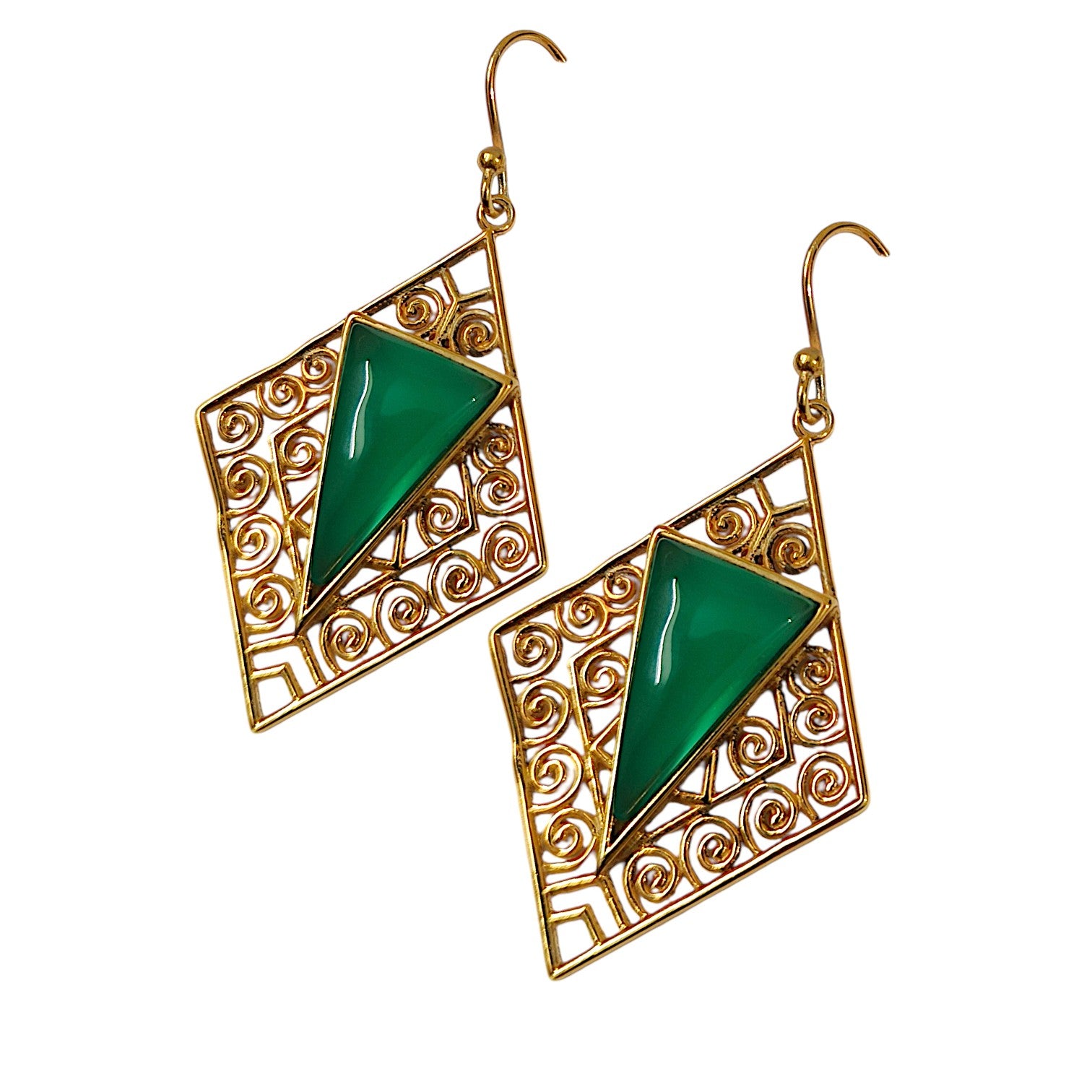 Royal Onyx Earrings in 18k Gold Plating
