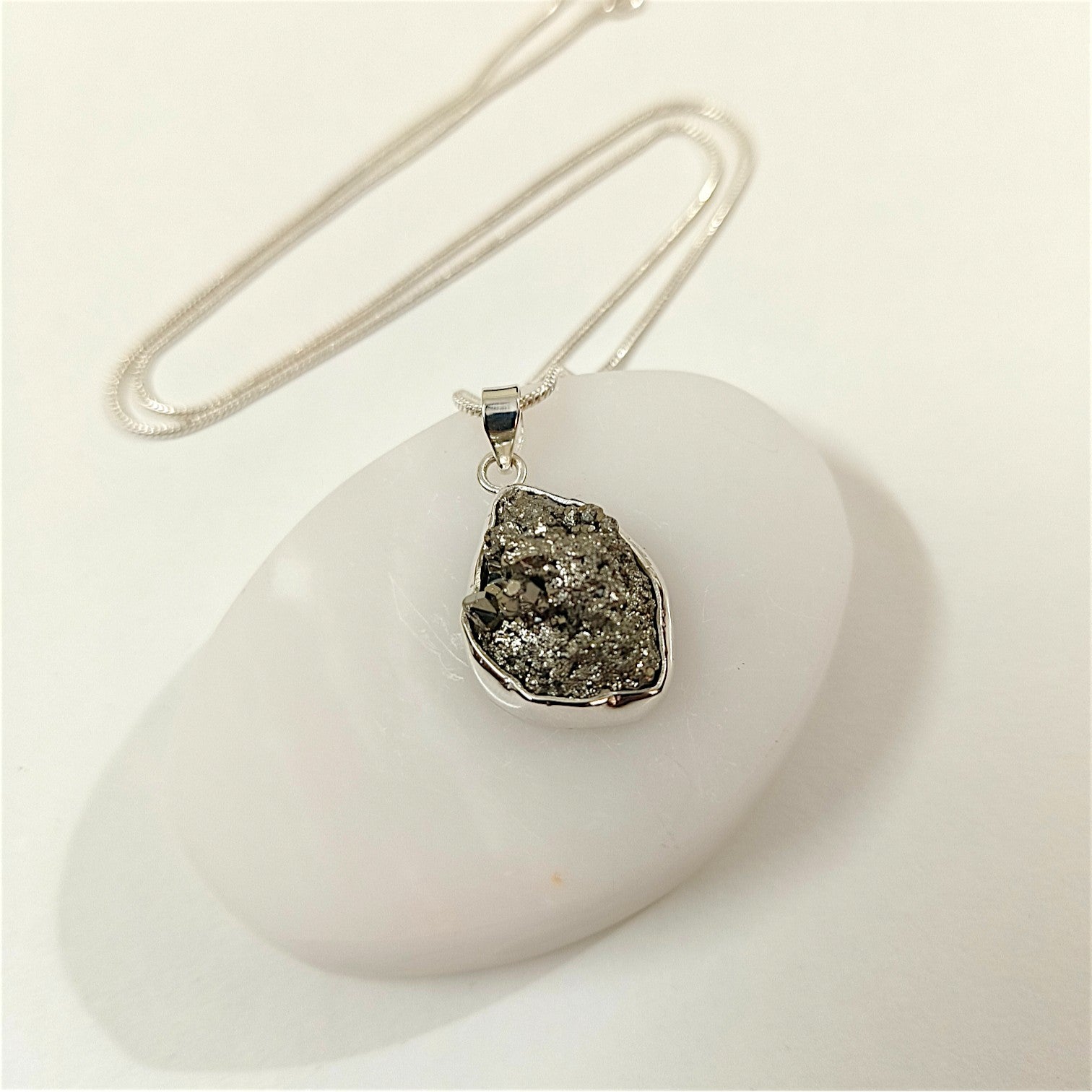 Wealth Pendant – Unisex Pyrite Gemstone Pendant in 999 Pure Silver Plating