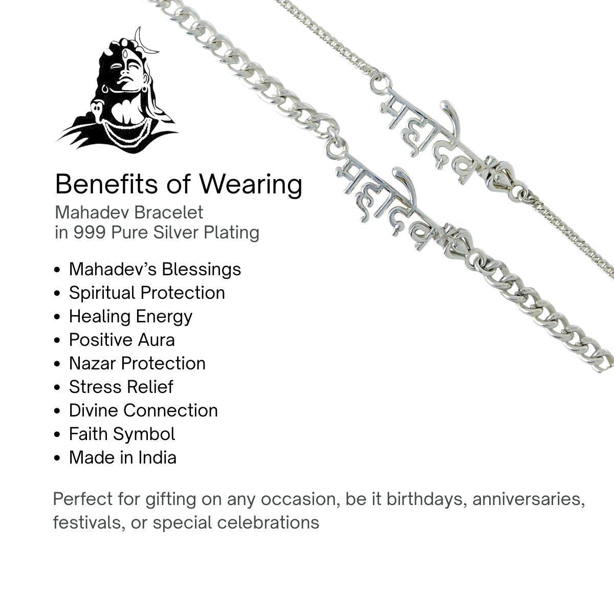 Couple Set – Mahadev Bracelets in 999 Pure Silver Plating