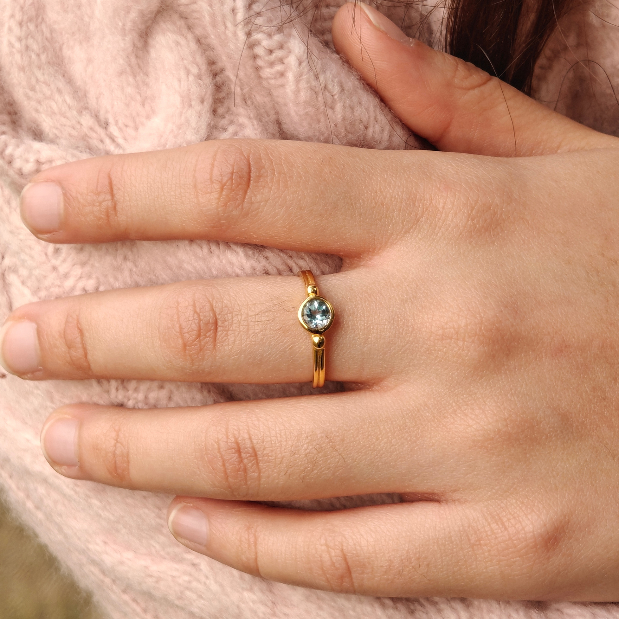 Celeste Blue Solitaire 925 silver Ring