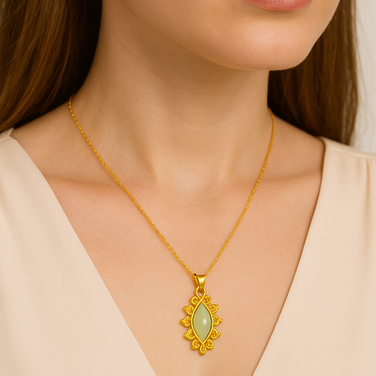 Aqua Marquise Necklace in 18K Gold Plating