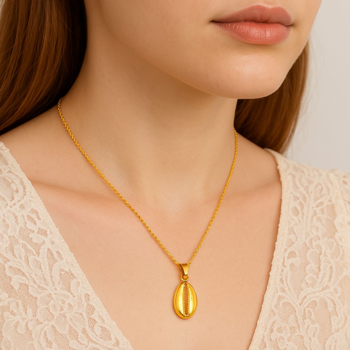 Golden Shell Necklace in 18k Gold Plated