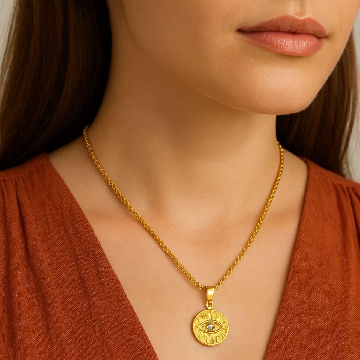Evil Eye Necklace in 18k Gold Plating