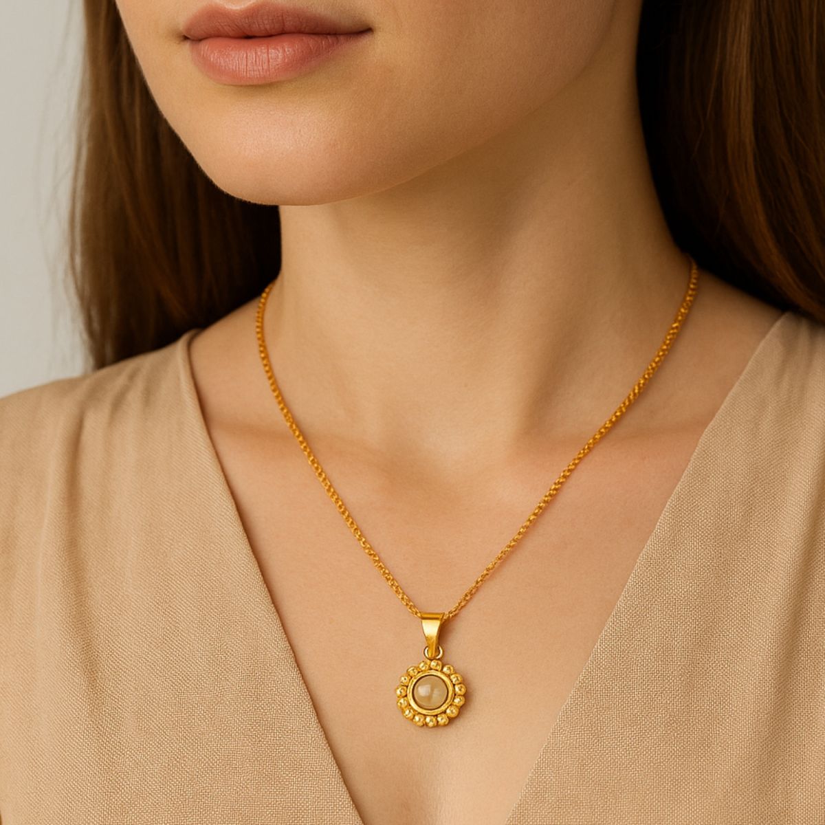 Moonstone Necklace in 18k Gold Plating