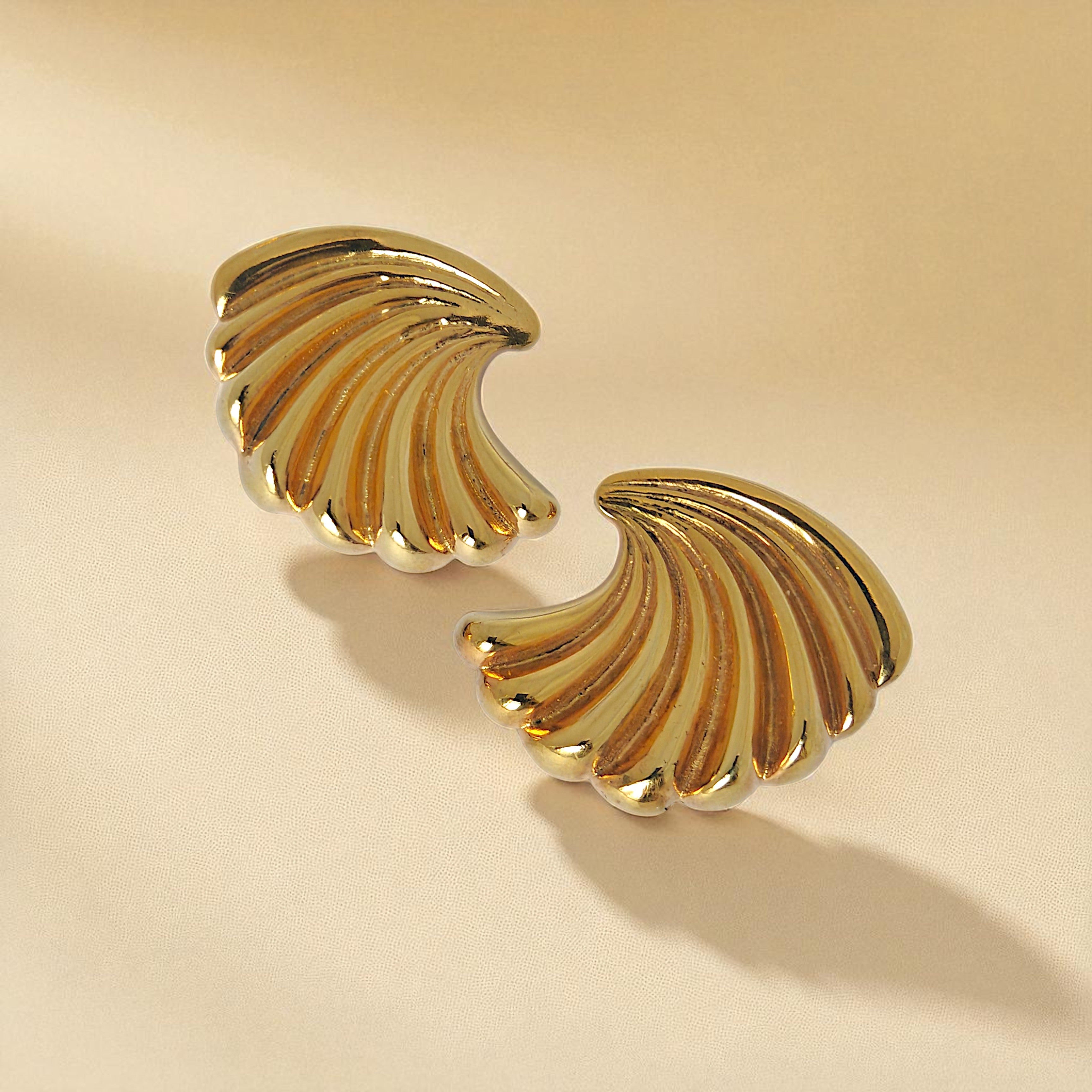 Golden Shell Studs in 18k Gold Plating