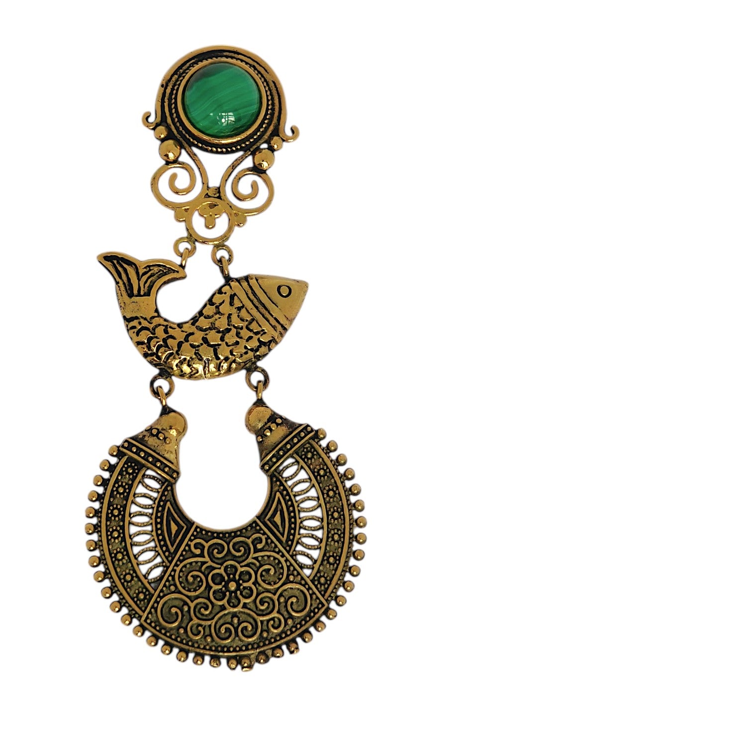 Antique Turquoise Wave Fish Earrings