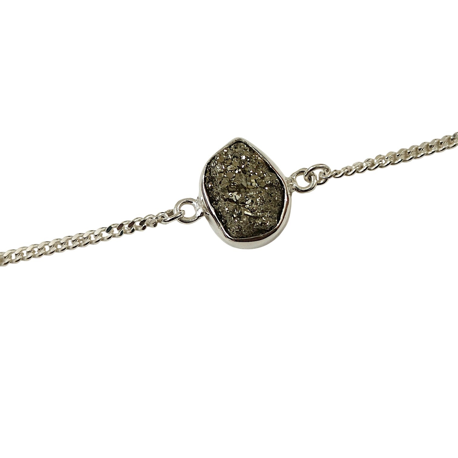 Wealth Bracelet- Pyrite Gemstone Bracelet in 999 Pure Silver Plating