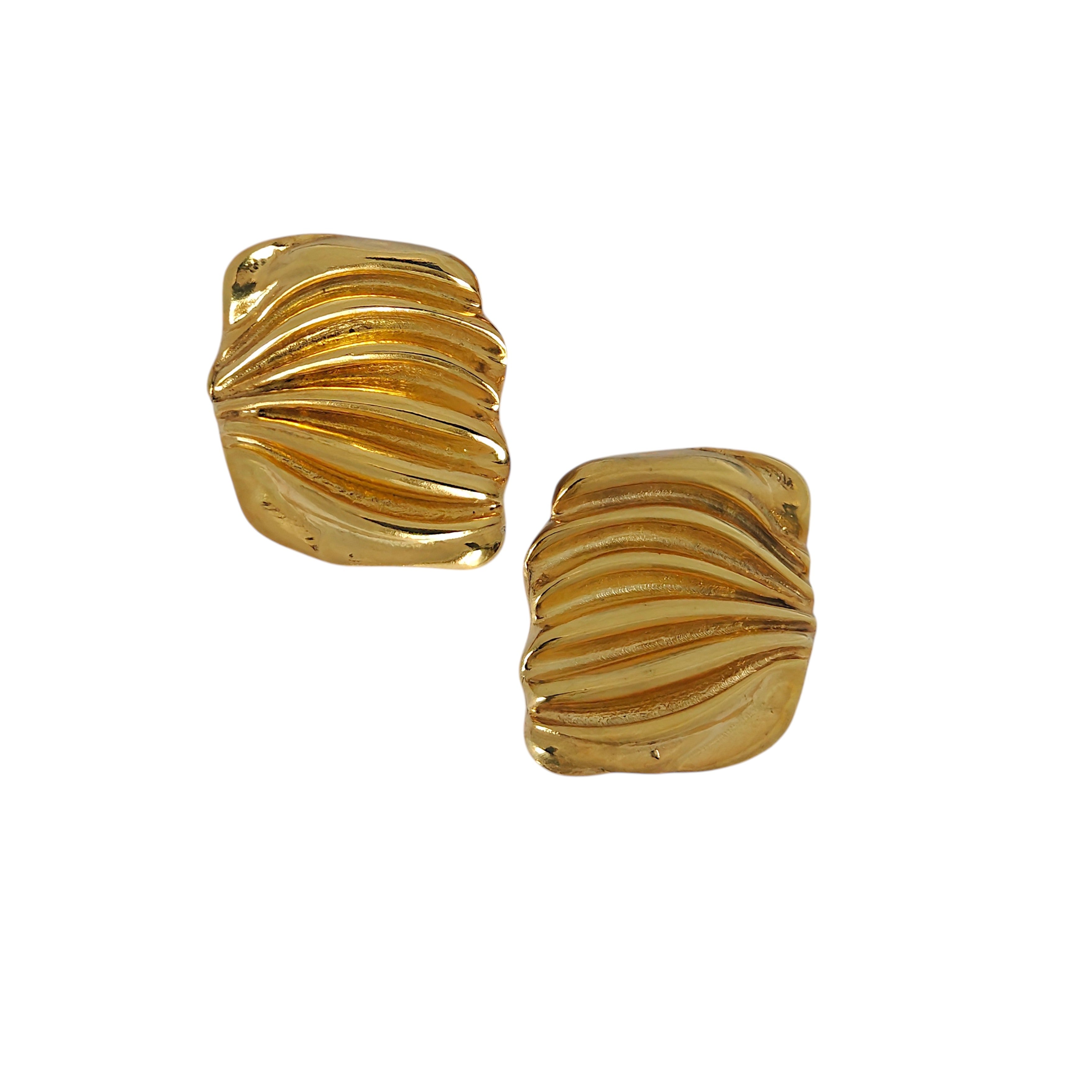 Lustrous Rectangular Studs in 18k Gold Plating