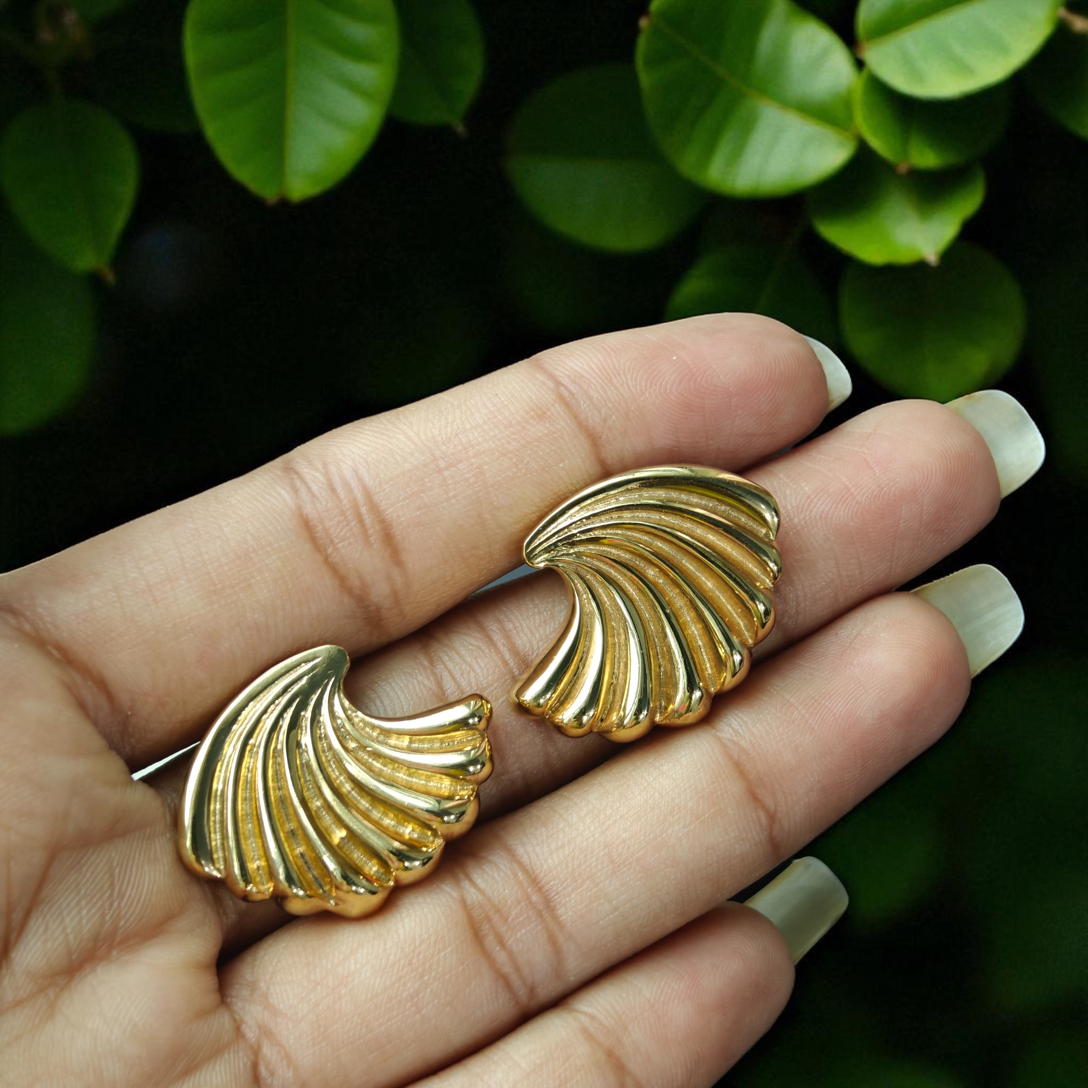 Golden Shell Studs in 18k Gold Plating