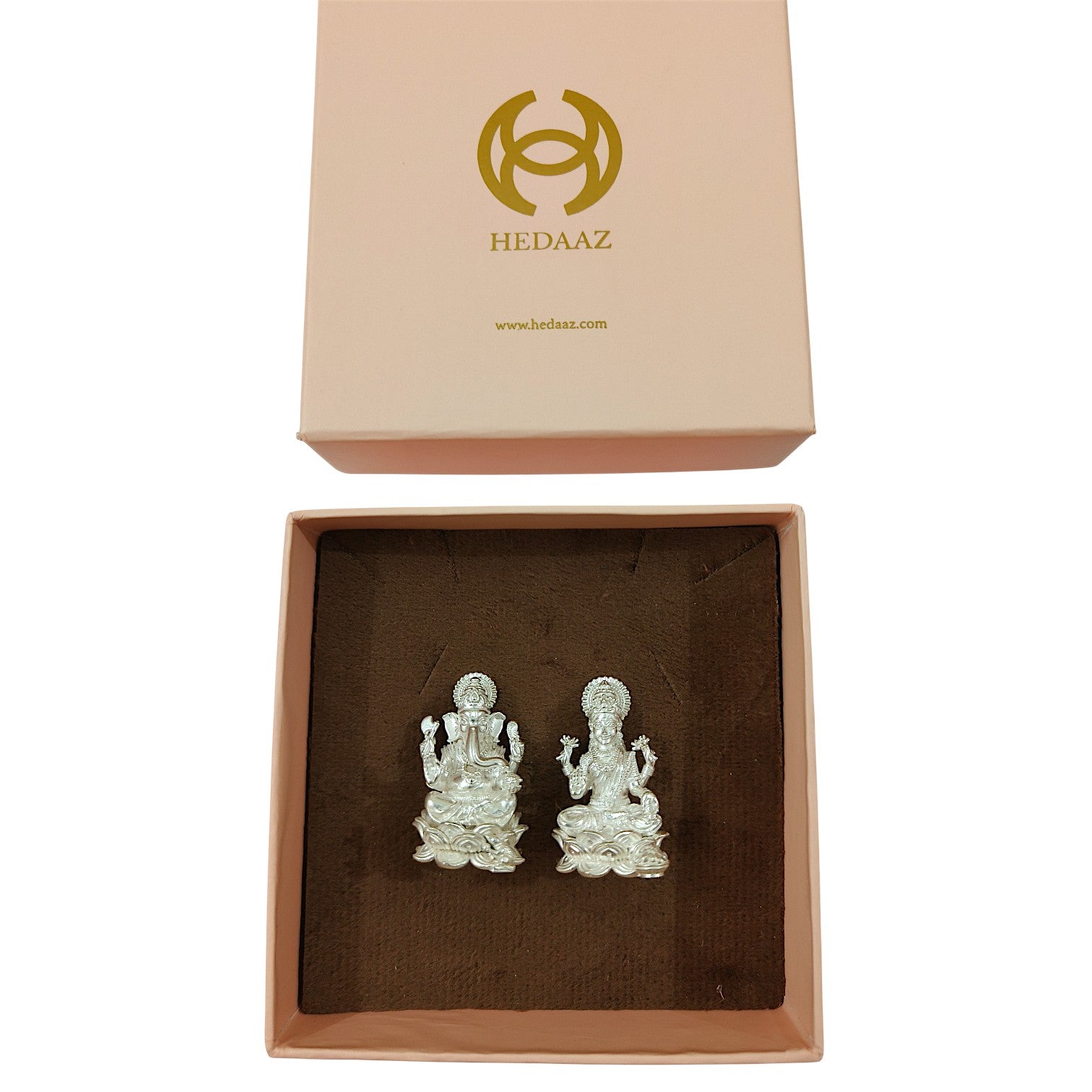 Mini Set- Ganesh Ji &Maa Lakshmi Ji Murti in 999 Pure Silver Plating