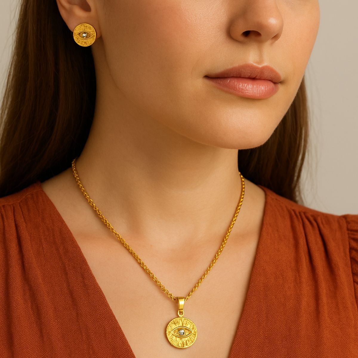 Evil Eye Nazar Set in 18k Gold Plating