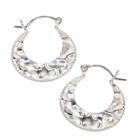 Crescent Hammer Hoop Earring