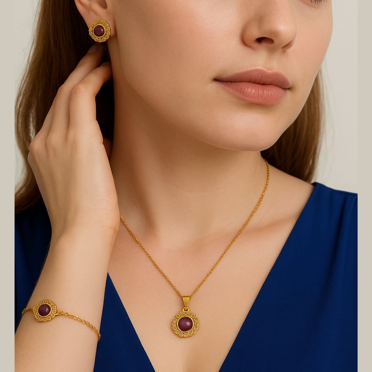 Royal Amethyst Set in 18k Gold Plating