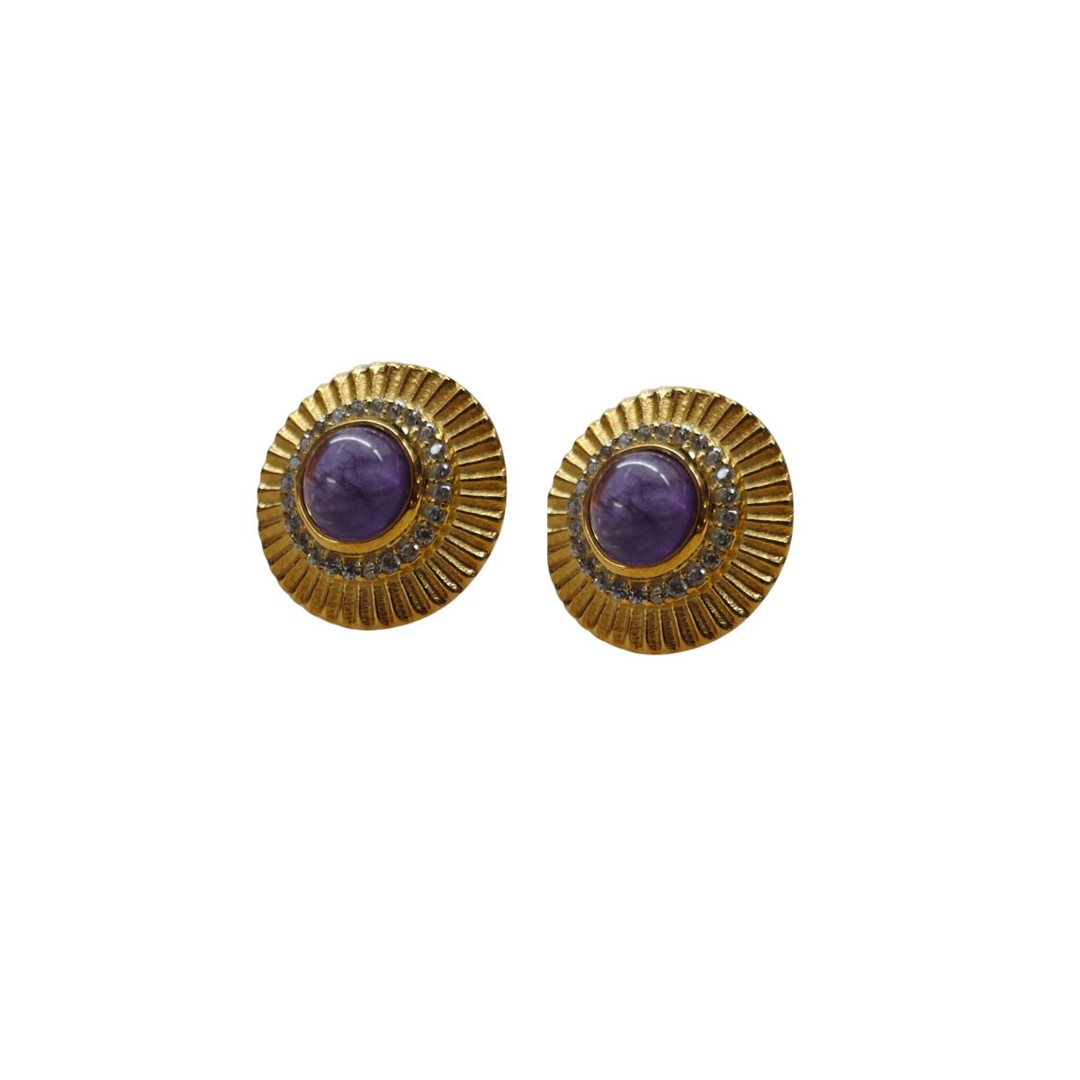 Royal Amethyst Bling Stud – 18k Gold Plated
