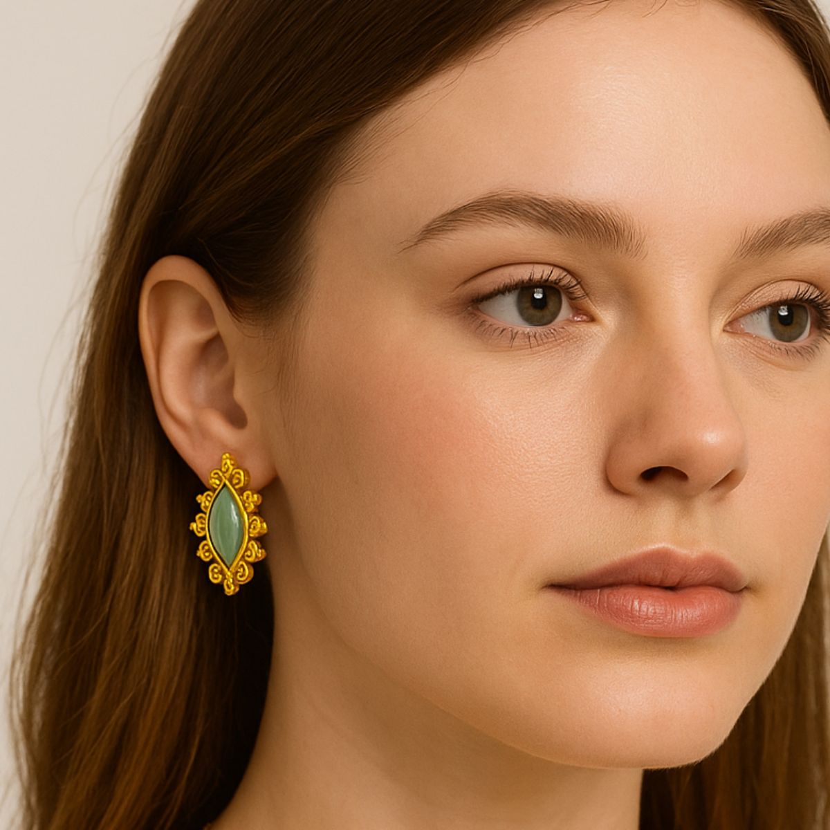 Aqua Marquise Stud in 18K Gold Plating
