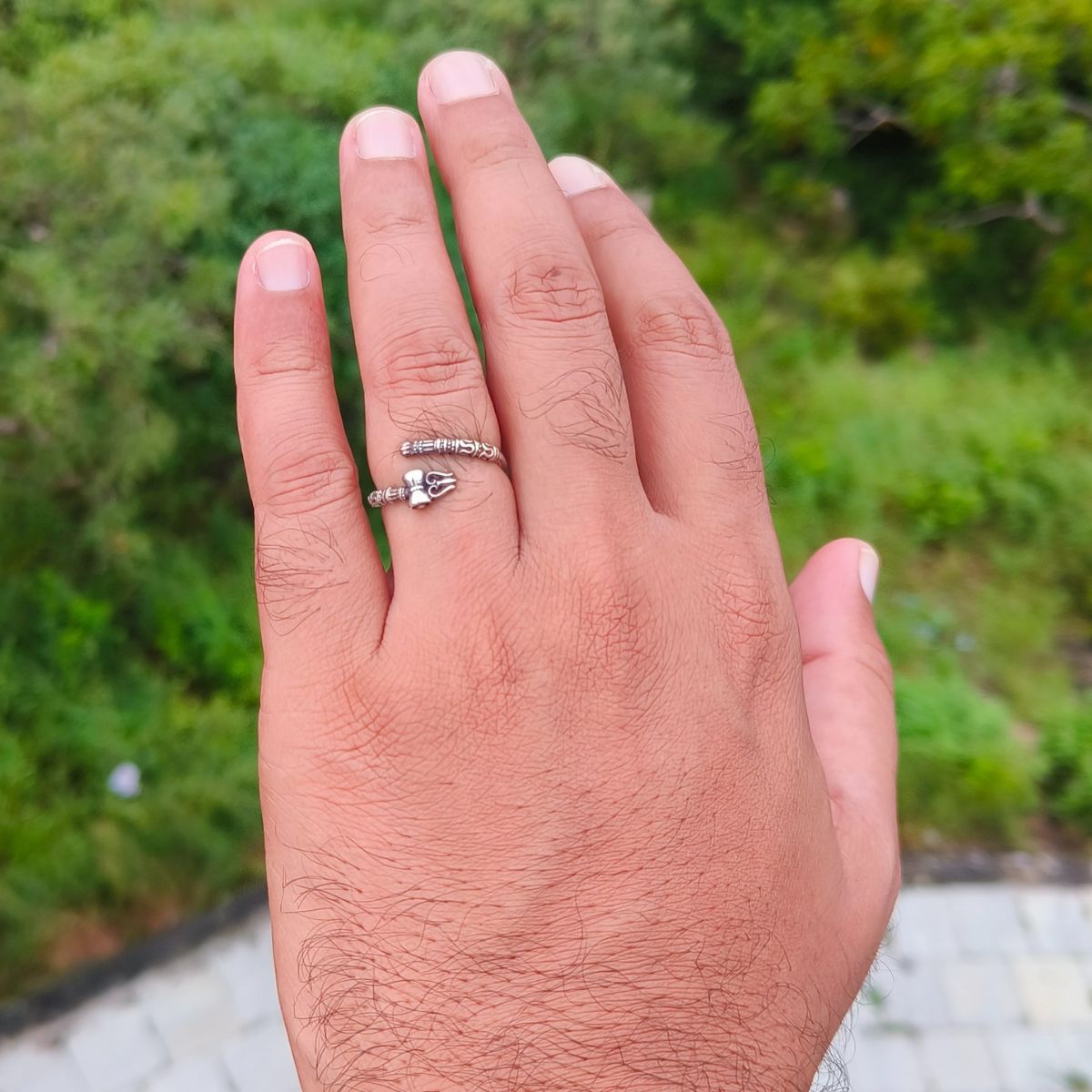 Unisex Trishul Ring in 999 Pure Silver Plating
