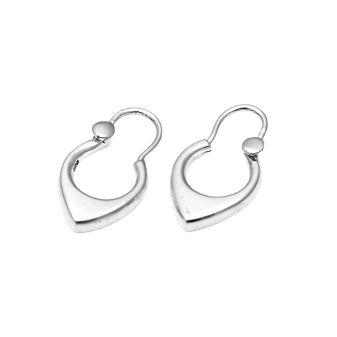 Silver V Hoop Bali Earrings Small