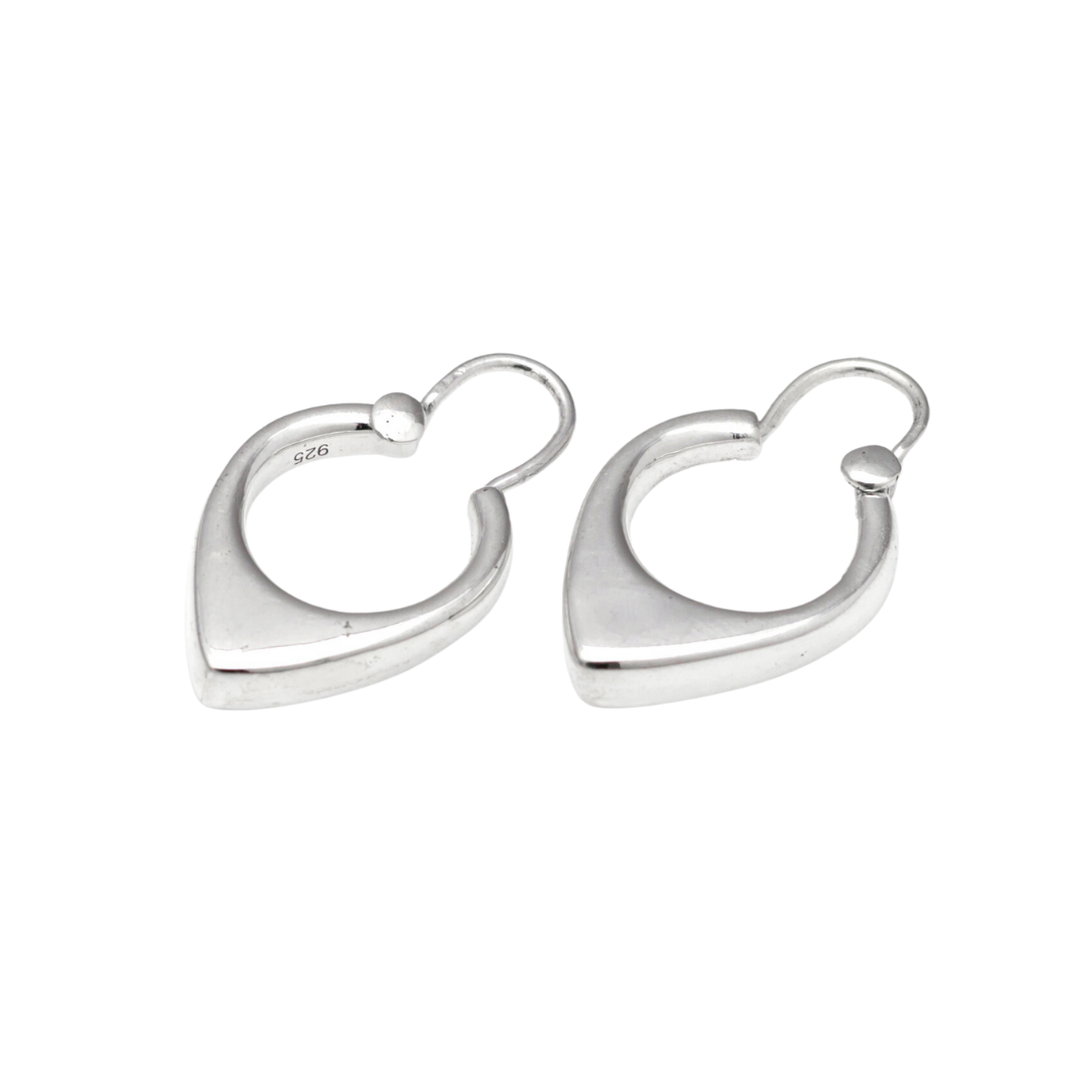 Silver V Hoop Bali Earrings Medium