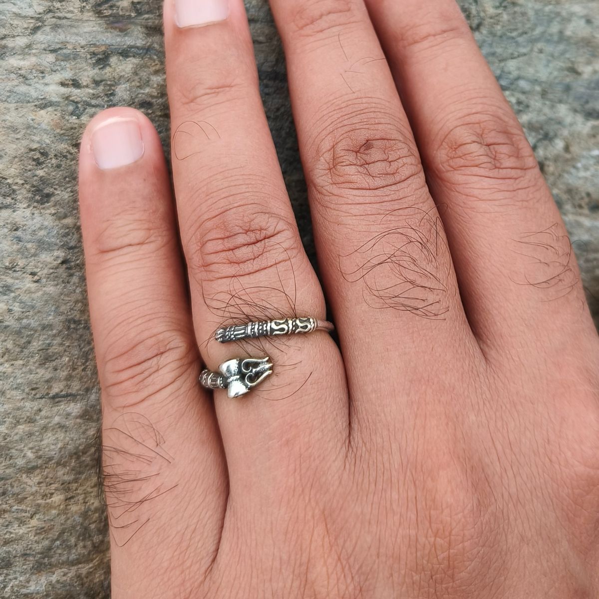 Unisex Trishul Ring in 999 Pure Silver Plating