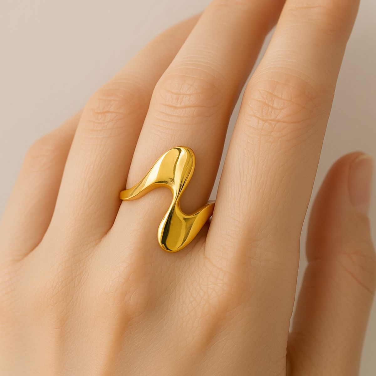 Waveform Gold Ring in 18k Gold Plating