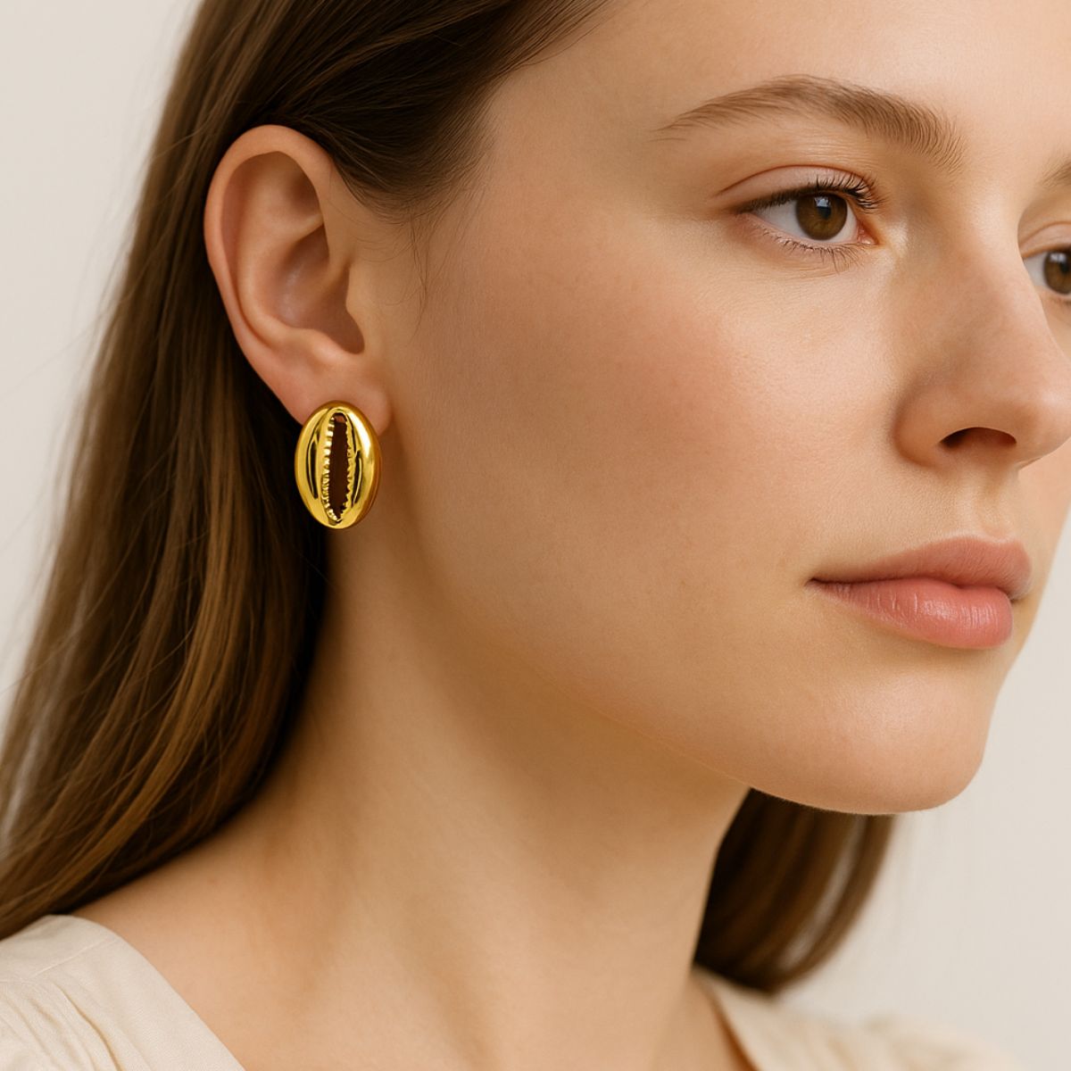 Golden Shell Earrings in 18k Gold Plating