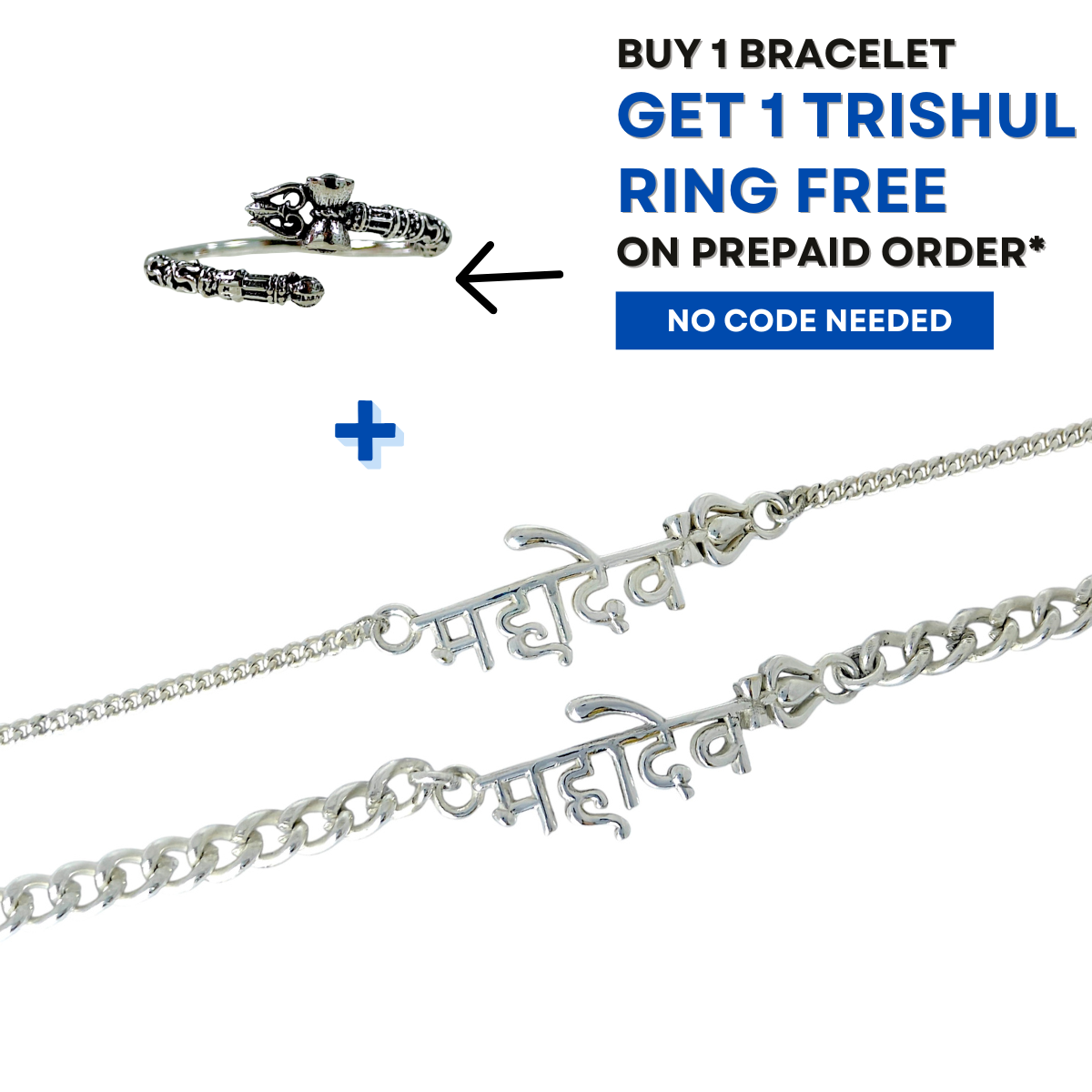 Couple Set – Mahadev Bracelets in 999 Pure Silver Plating