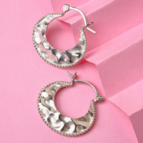 Crescent Hammer Hoop Earring