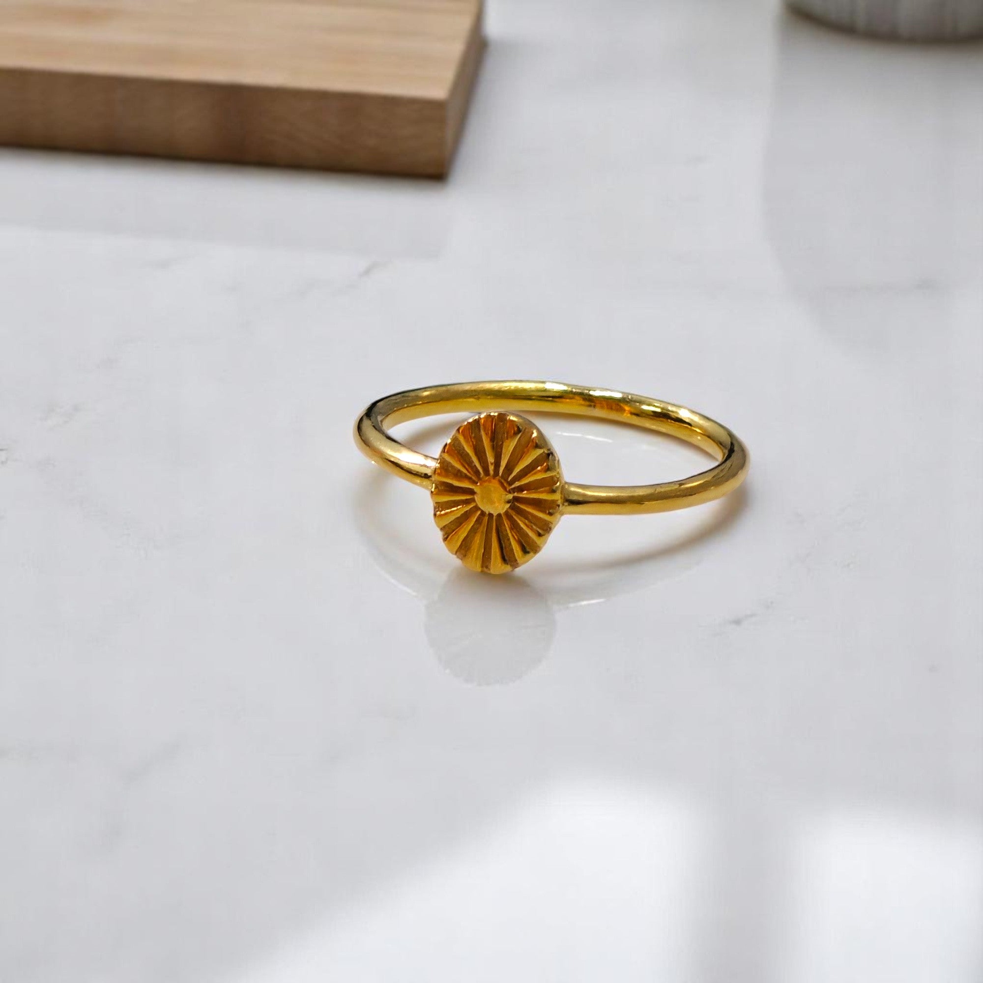 Golden Sunflower Ring in 92.5 Silver
