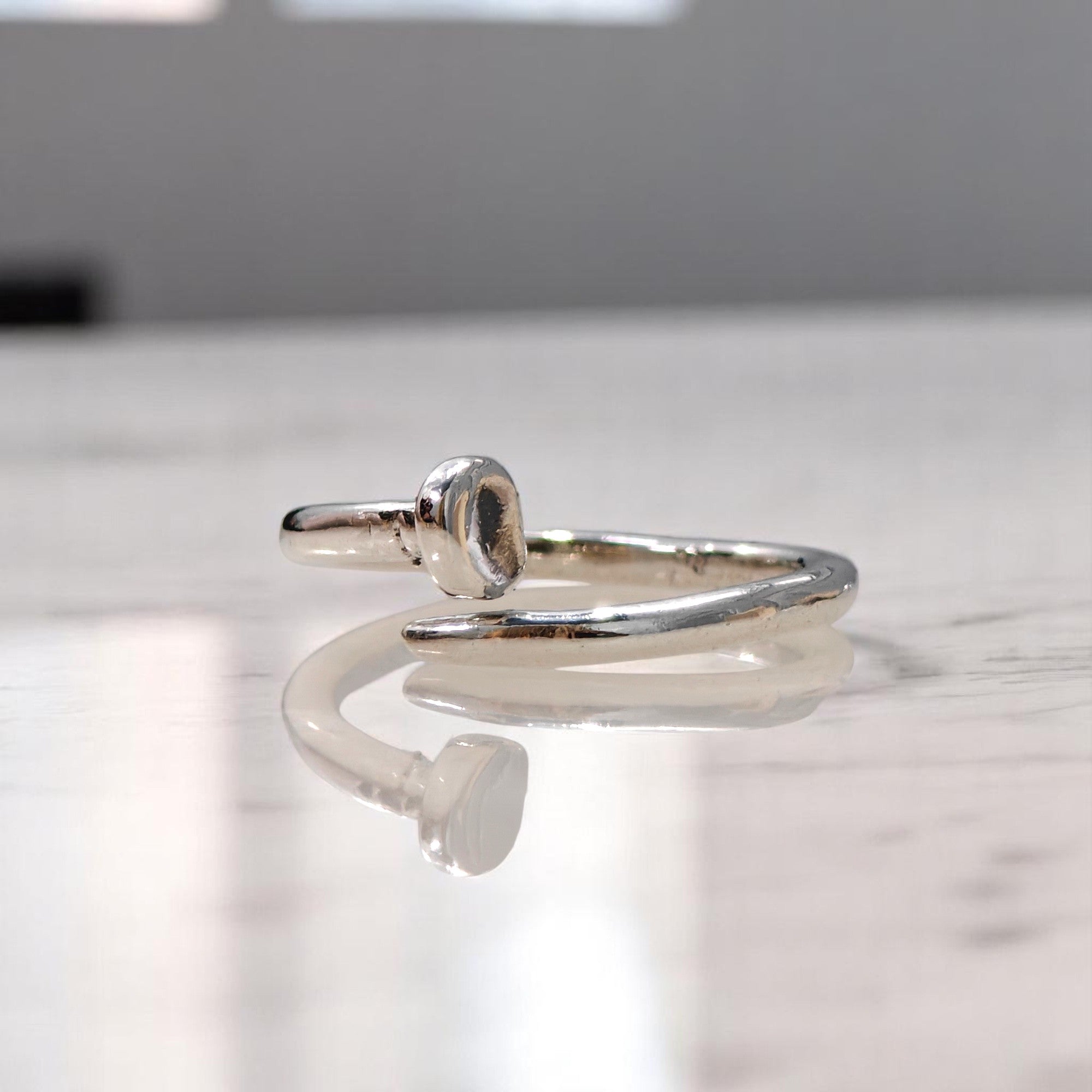 Open Nail Ring in 92.5 Silver