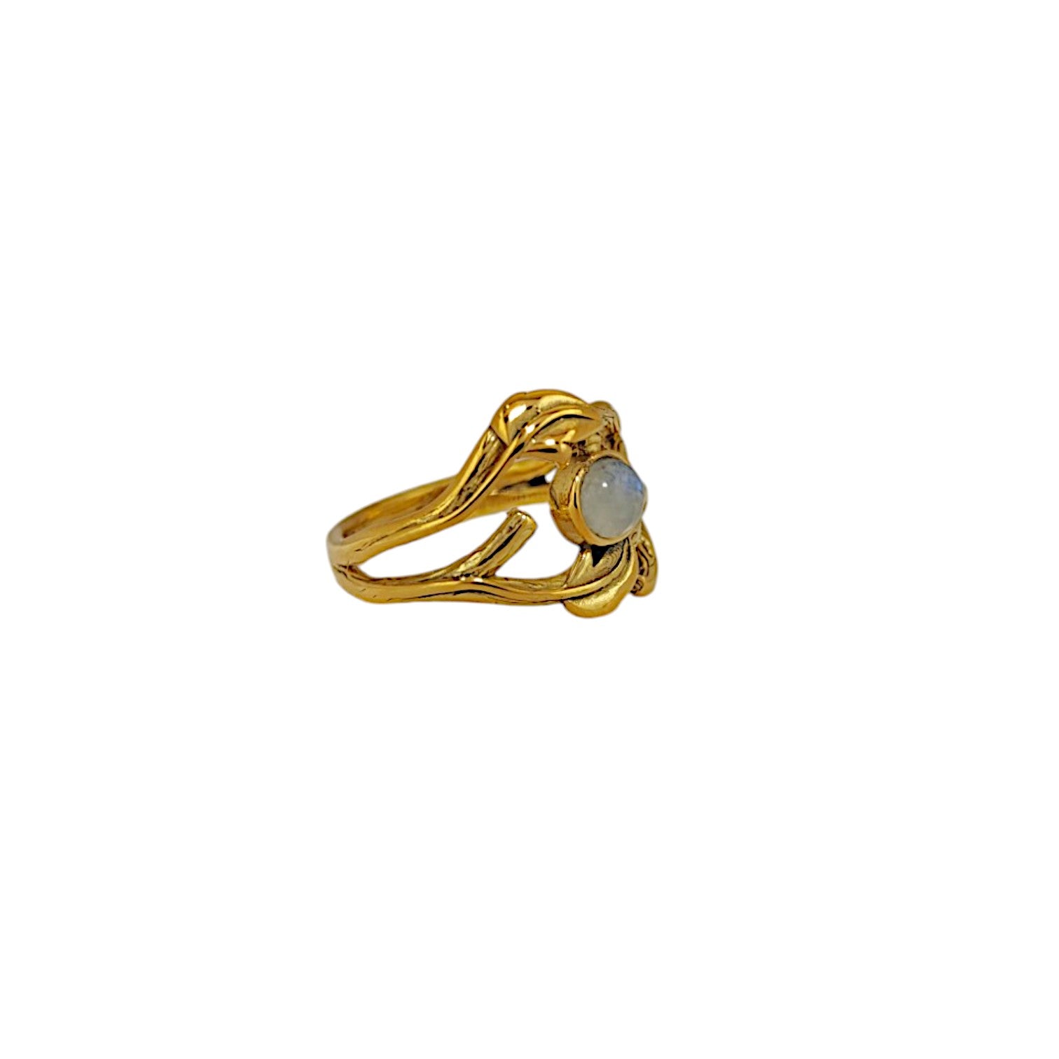 Root Moonstone Ring with 18k Gold Plating